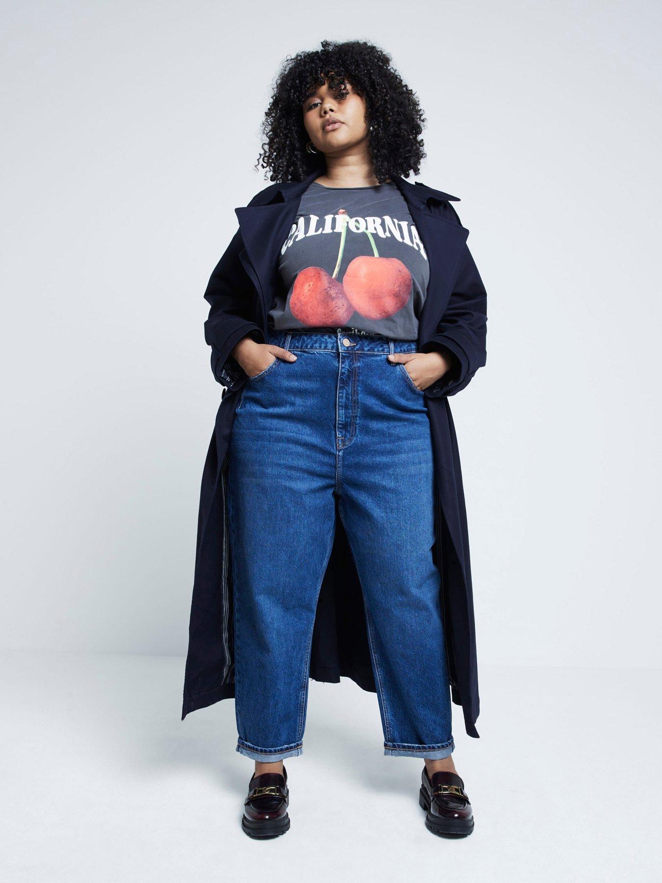 undefined High Rise Sculpted Mom Jeans - Dark Denim - Blue