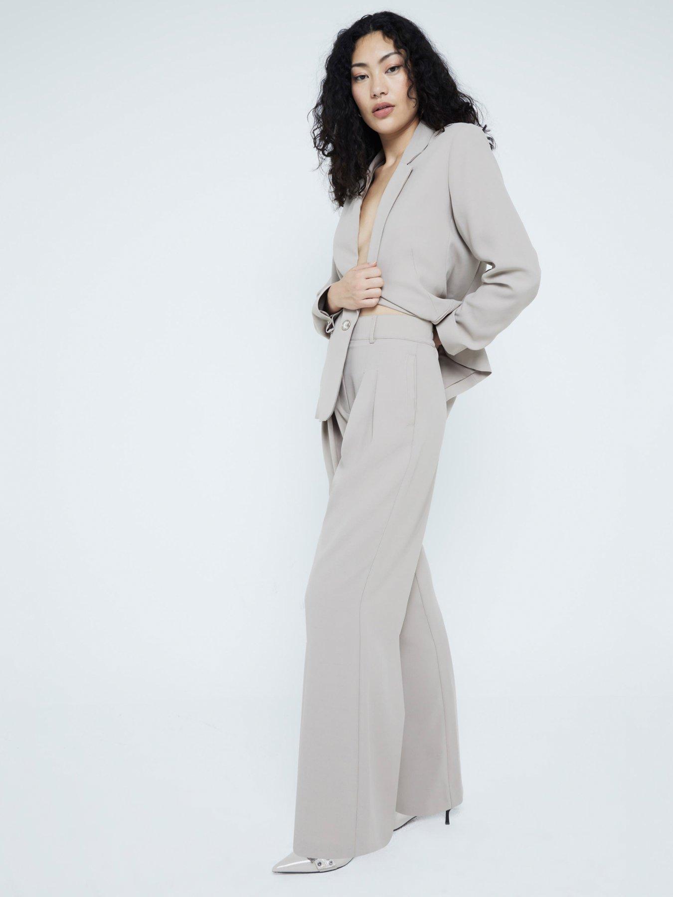Image 1 of 6 of River Island Wide Leg Trouser - Beige