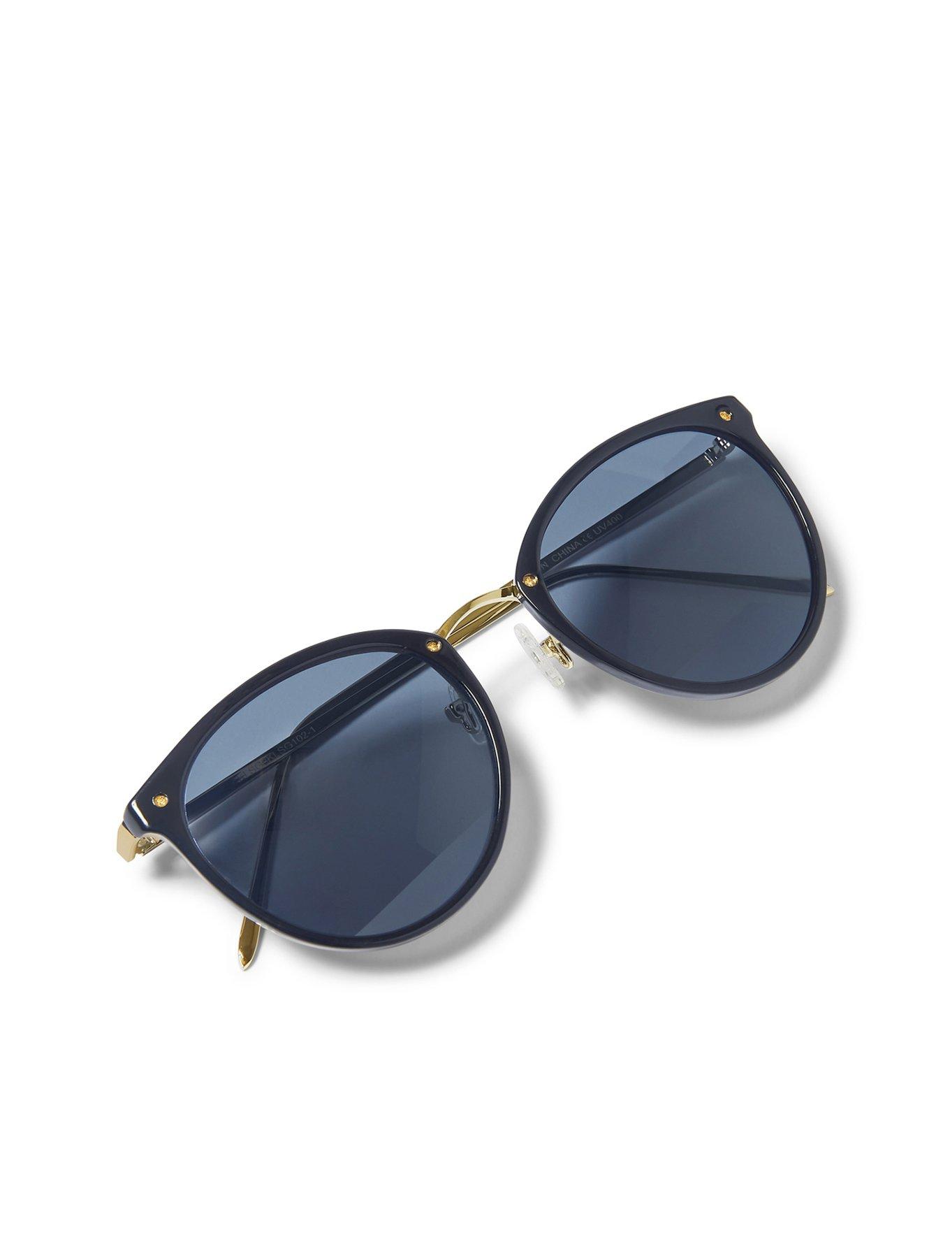 undefined Santorini Round Frame Sunglasses - Navy