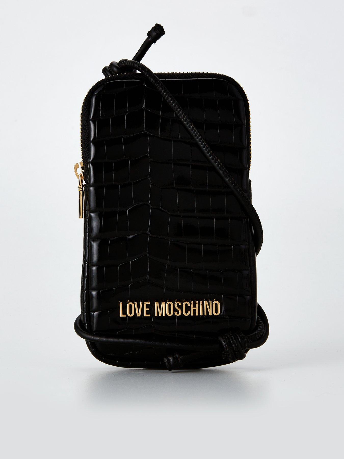 LOVE MOSCHINO Croc Phone Crossbody Bag Black Very