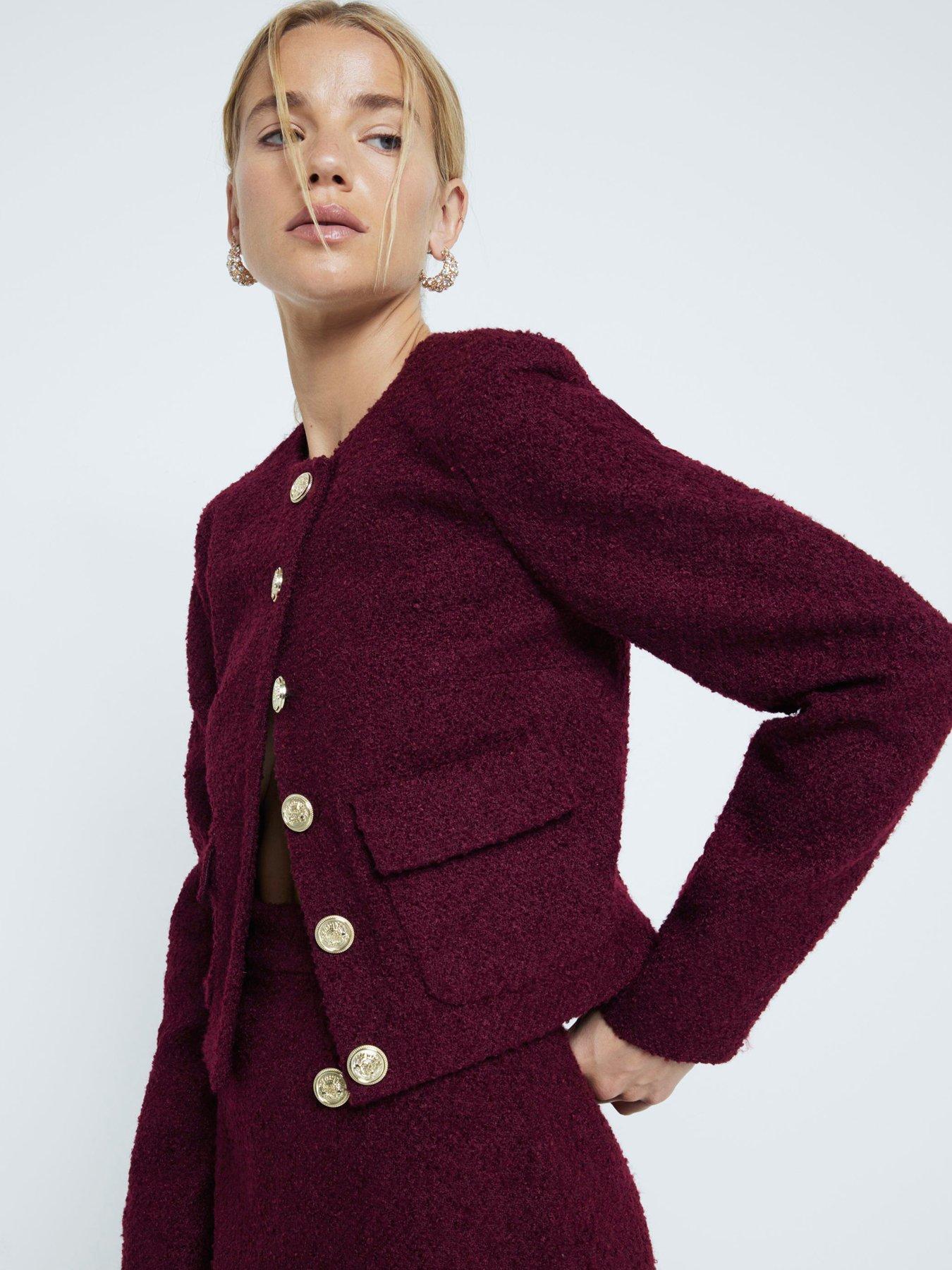 River island collarless coat sales
