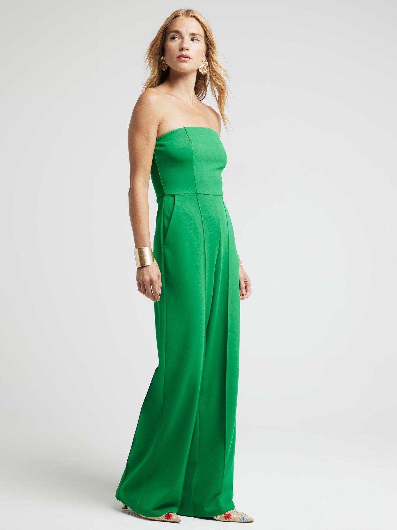 River Island Bandeau Wide Leg Jumpsuit - Bright Green, Green, Size 18, Women