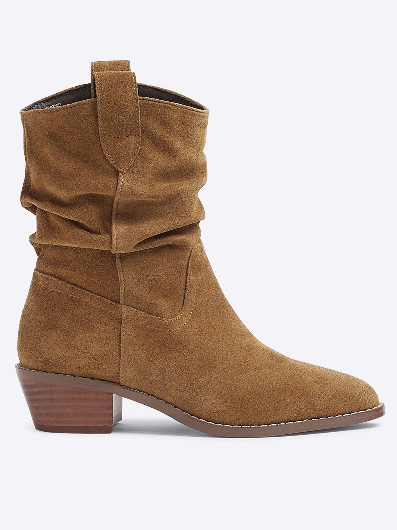 Slouch Western Boots Light Beige