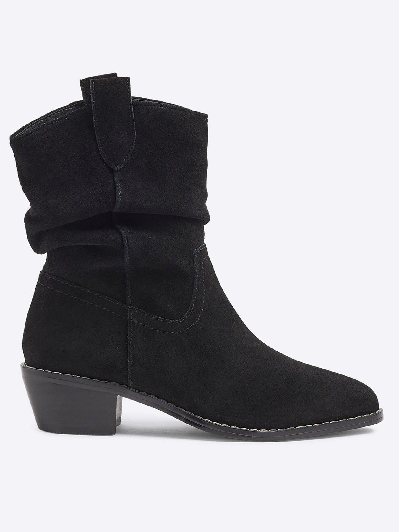 River island black slouch fashion boots