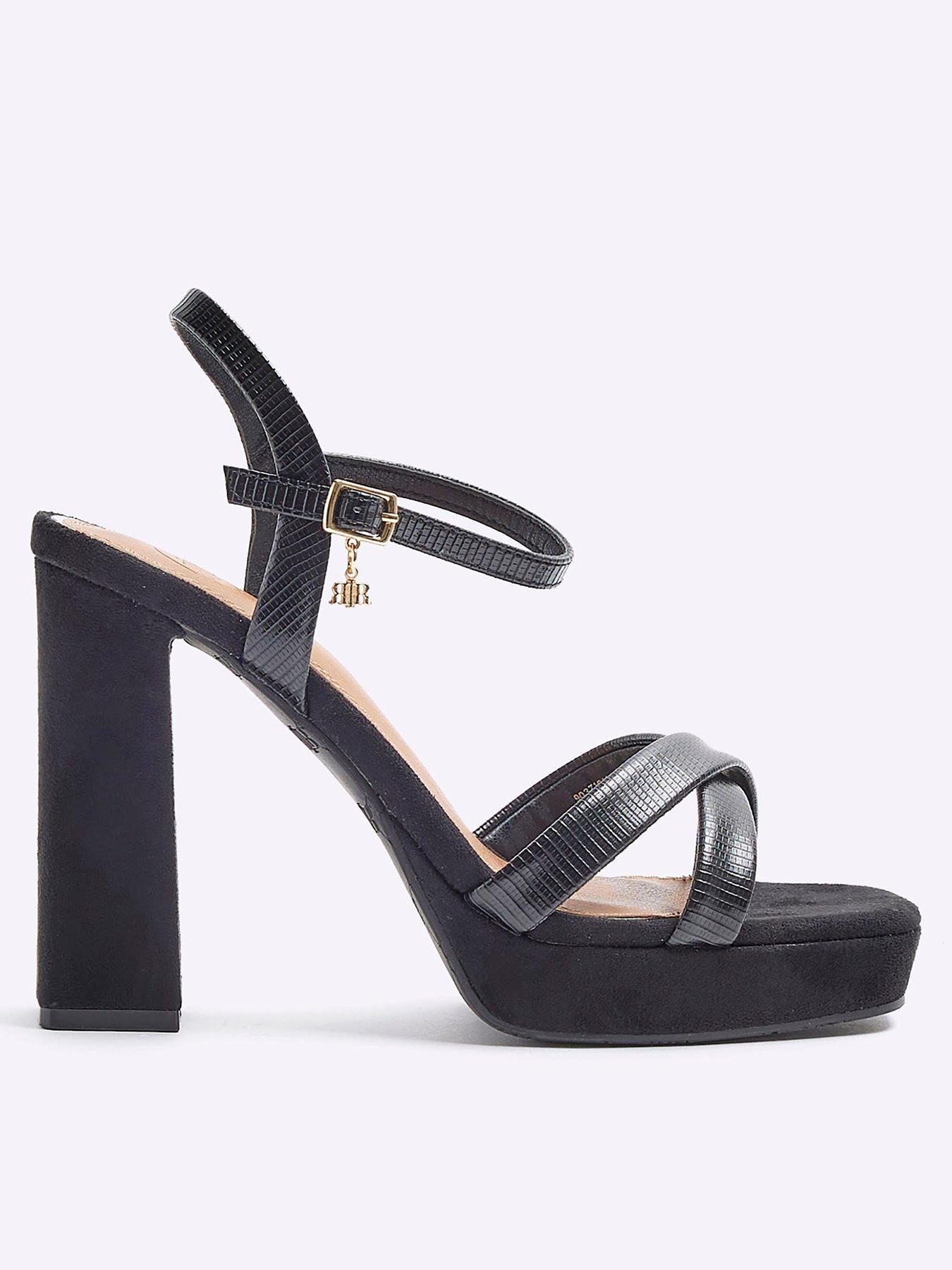 River Island Platform Cross Detail Heels Black Very