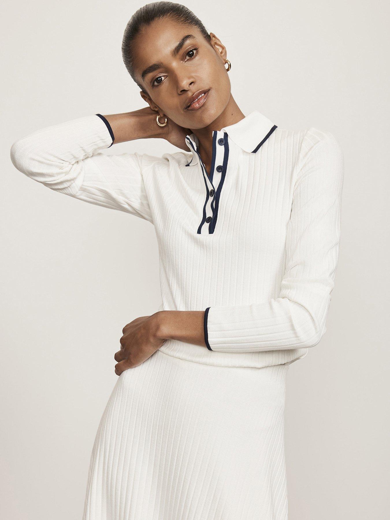 Image of Mint Velvet White Contrast Tipped Shirt