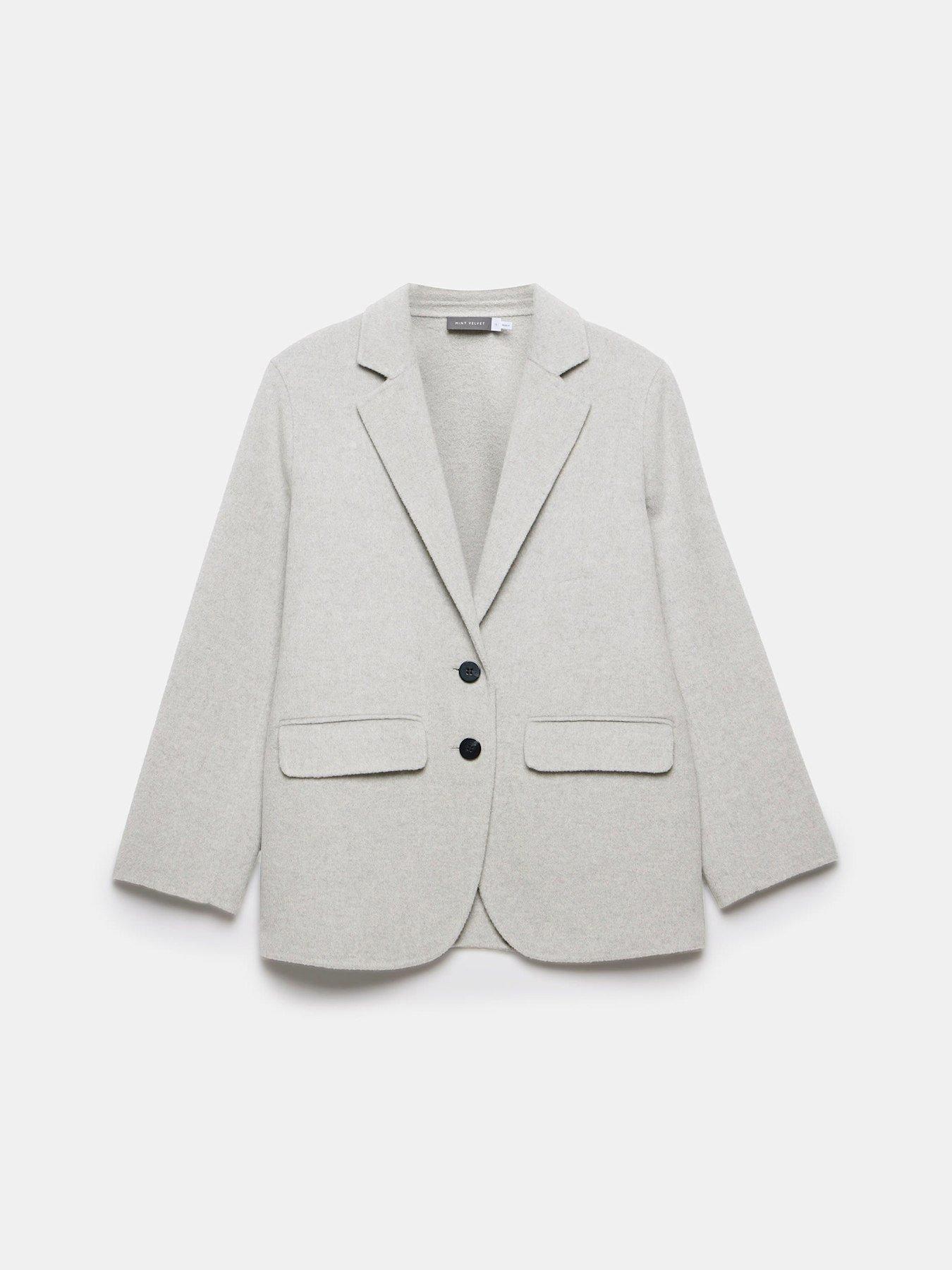 Image 4 of 5 of Mint Velvet Light Grey Double Faced Blazer