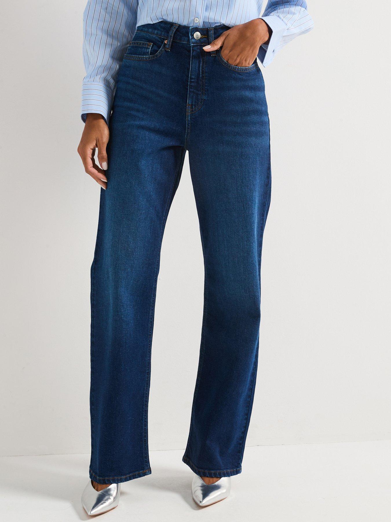 undefined High Waist Wide Leg Jeans - Dark Wash