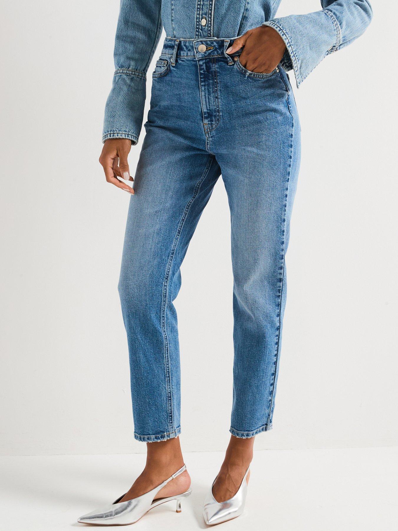 undefined Comfort Girlfriend Straight Leg Jeans - Mid Wash