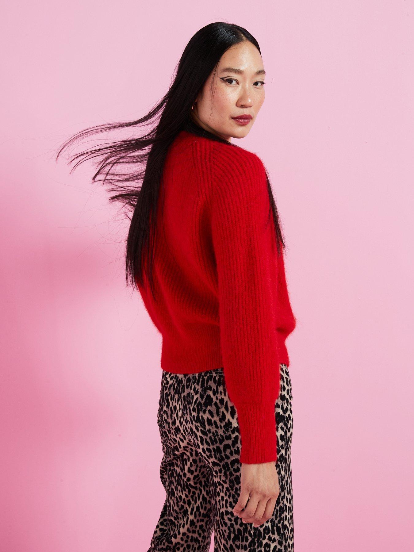 Red velvet cardigan deals