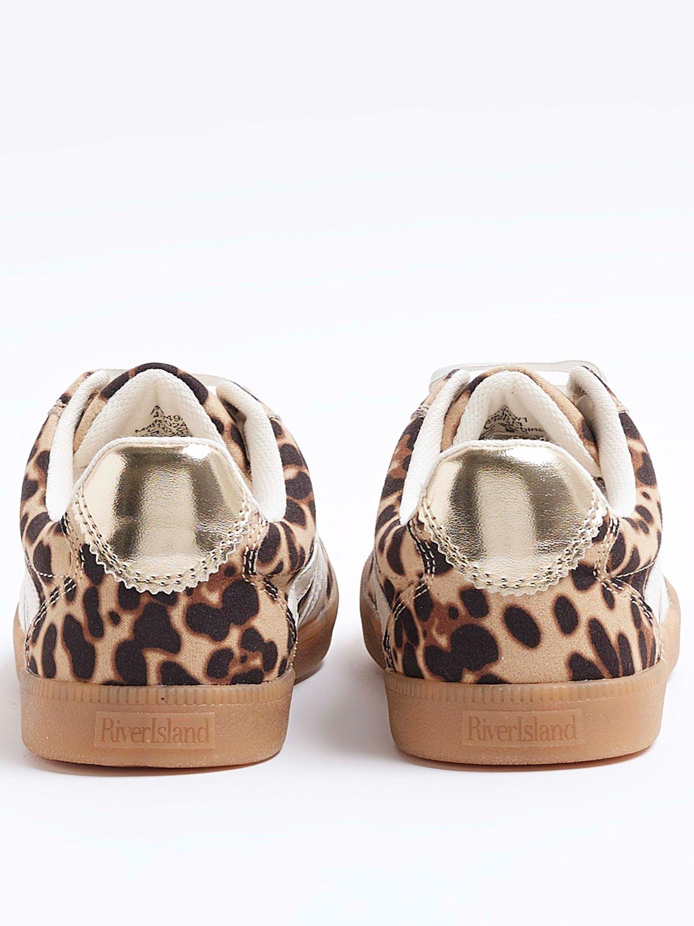 Girls Leopard Print Trainers Brown