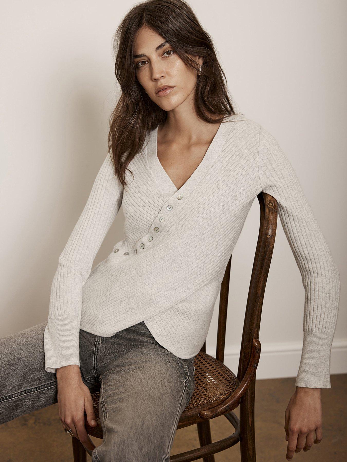 Image 3 of 6 of Mint Velvet Asymmetric Button Jumper - Grey