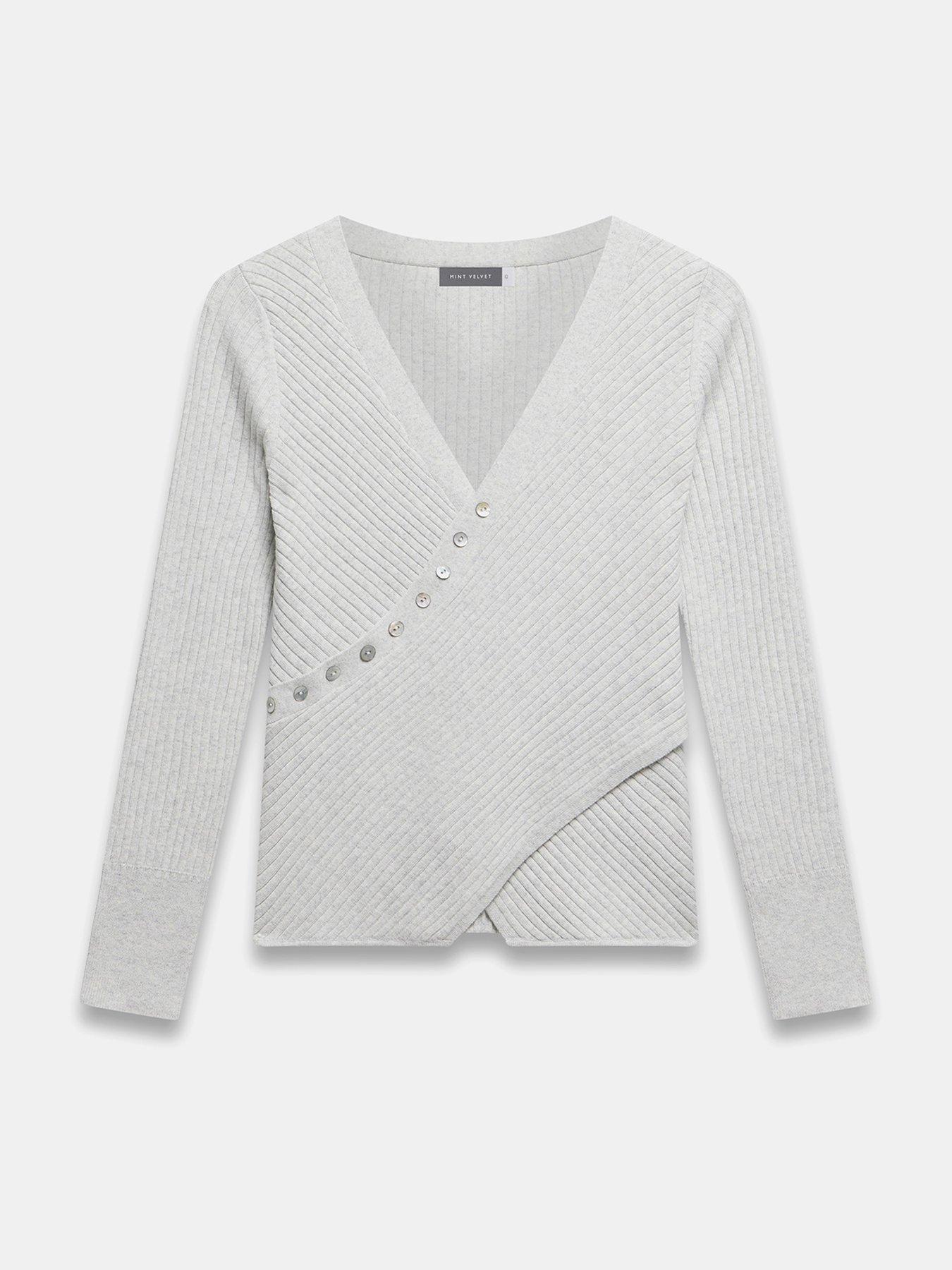 Image 5 of 6 of Mint Velvet Asymmetric Button Jumper - Grey