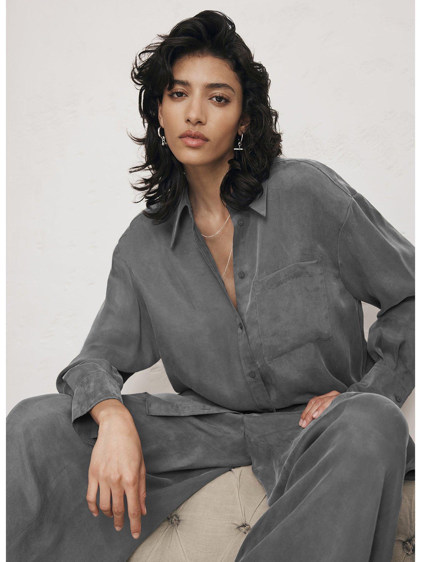 Mint Velvet Grey Easy Oversized Shirt | Very.co.uk
