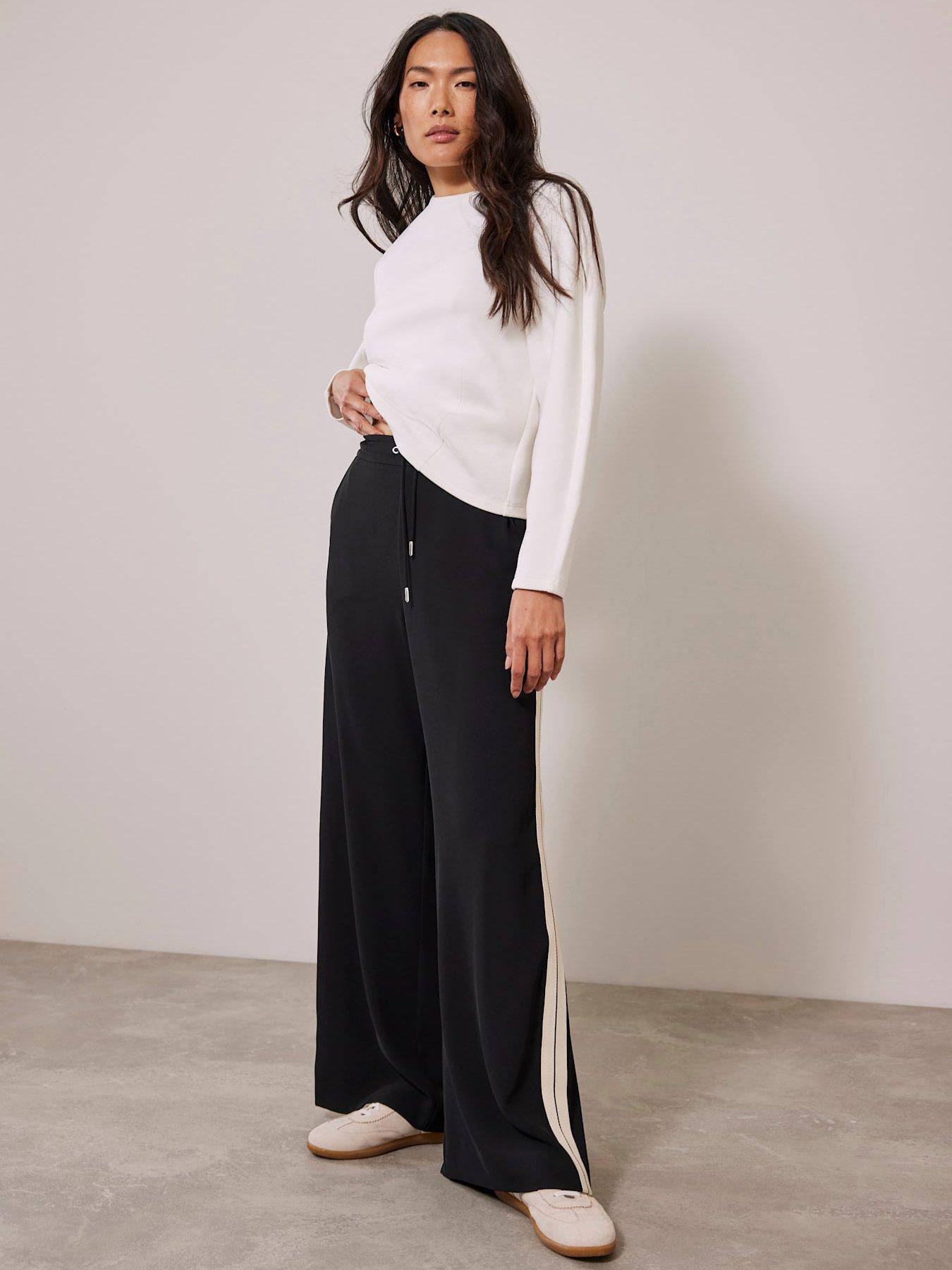 Black side stripe trousers deals