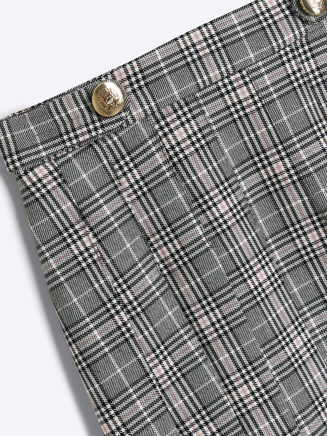 River Island Check Pleated Skirt Grey Very