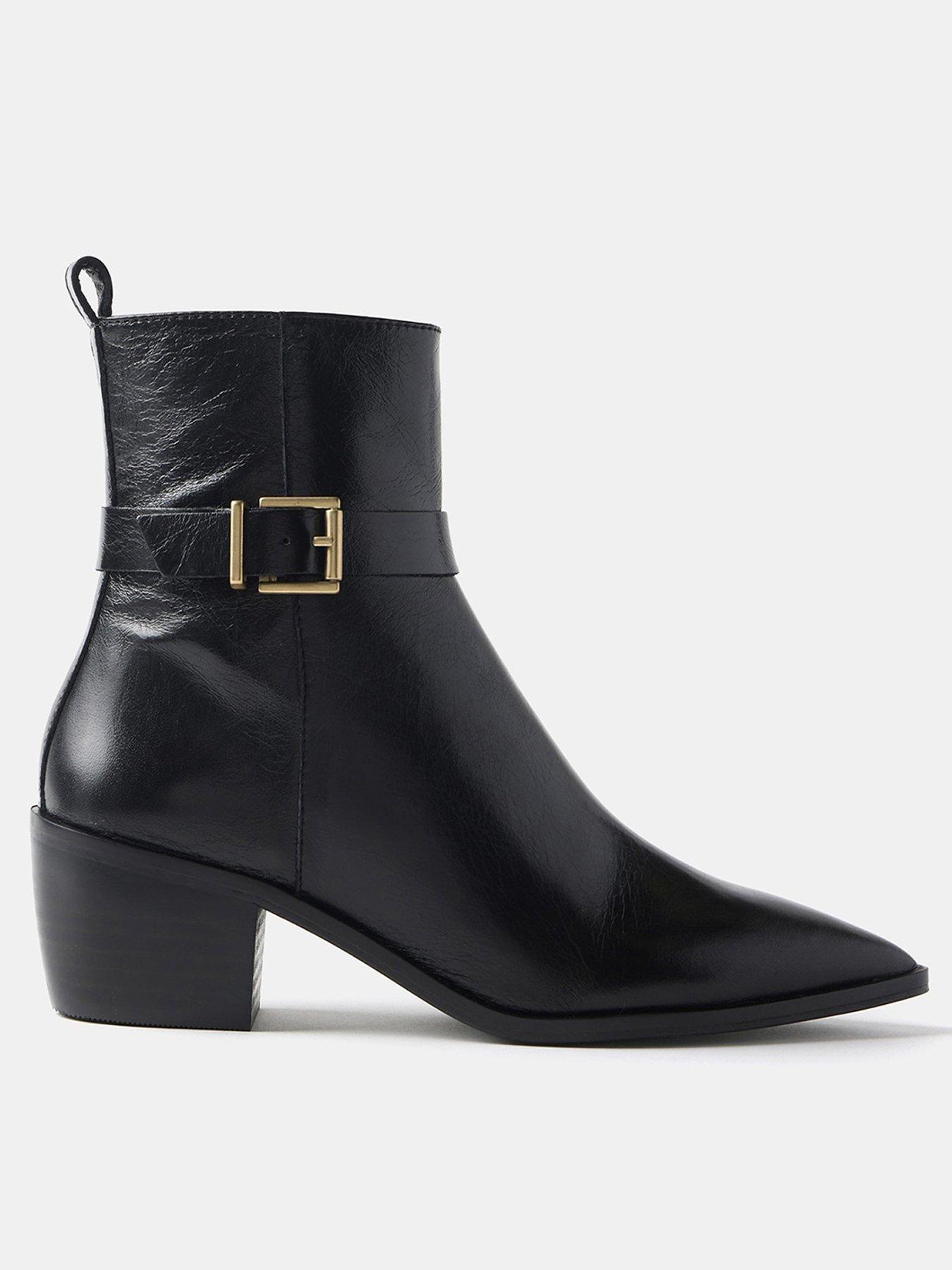 Black buckle ankle boots best sale