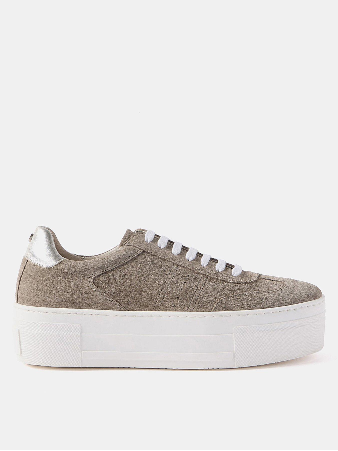 Mint Velvet Neutral Suede Platform Trainers