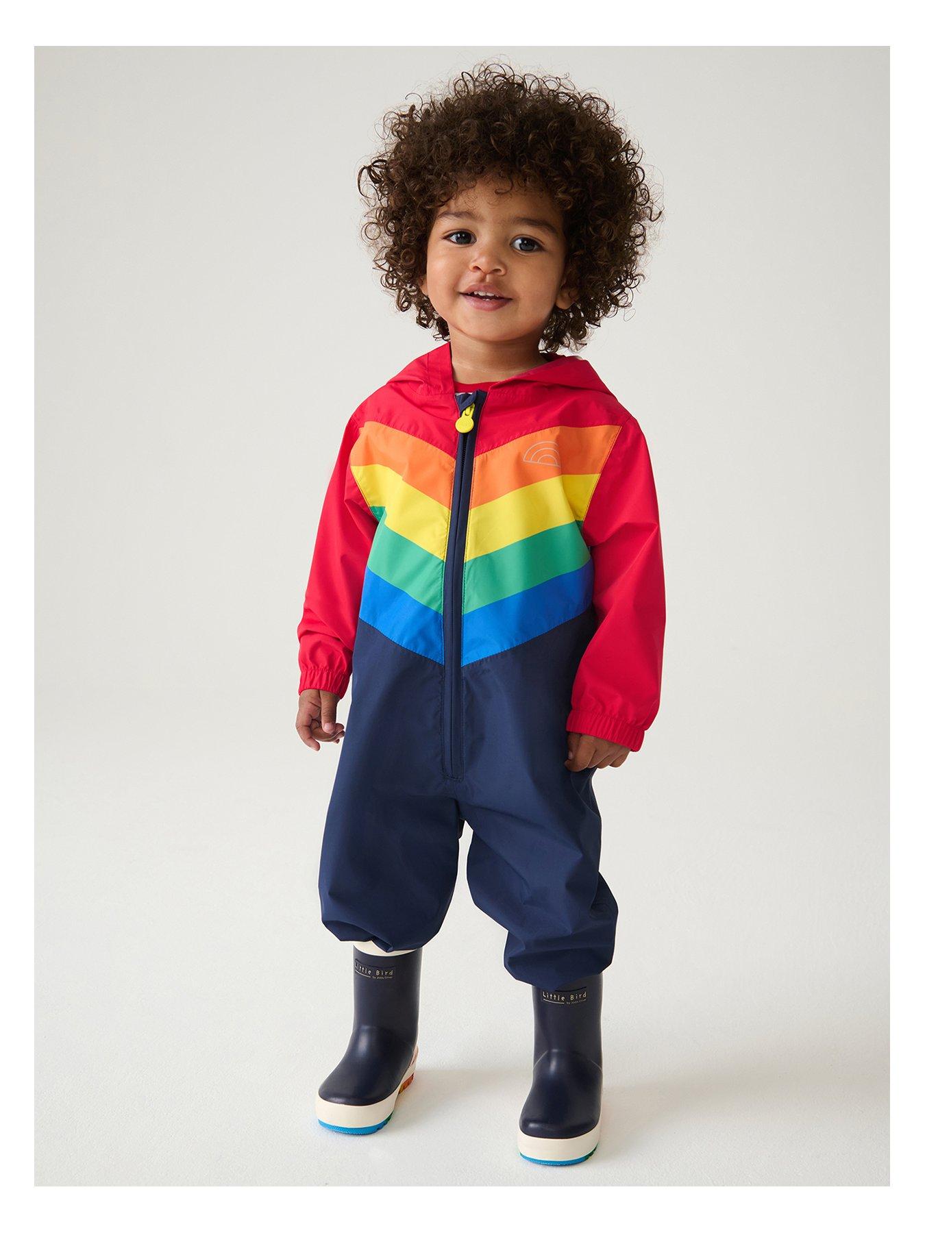 undefined Kids Chevron Rainbow Puddlesuit - Multi
