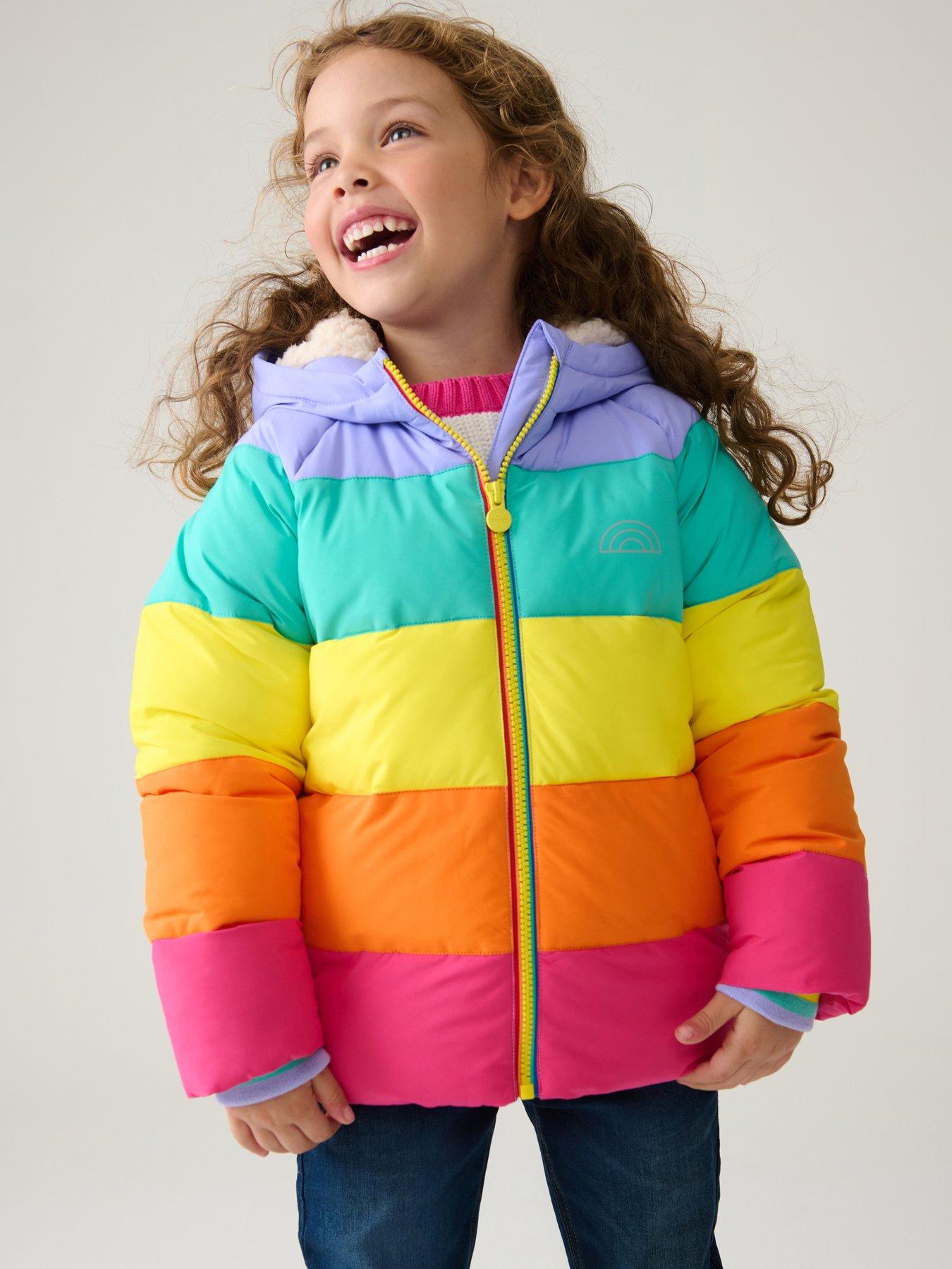 Pastel rainbow puffer jacket on sale