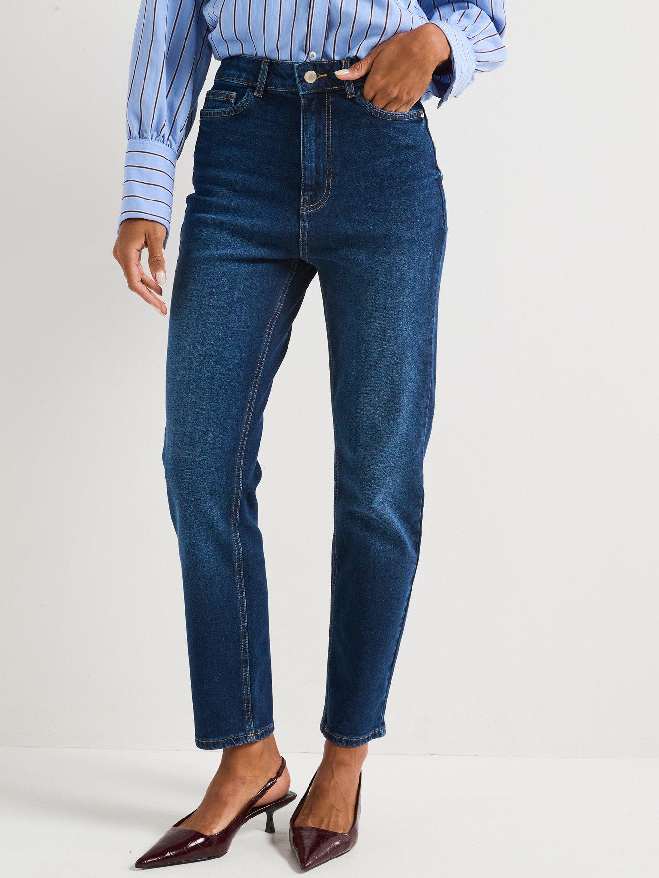 undefined Comfort Girlfriend Straight Leg Jeans - Dark Wash