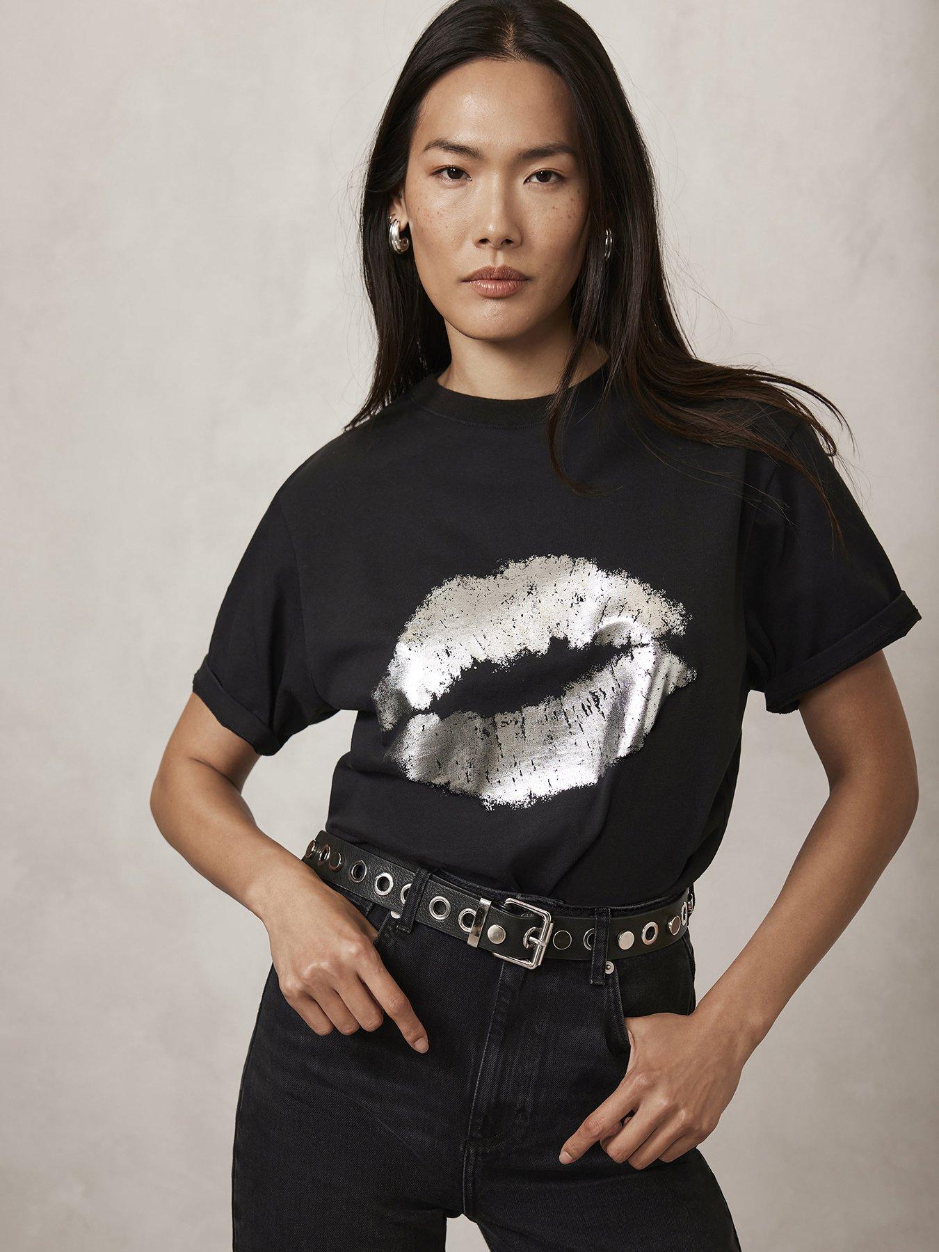 Black Metallic Lips T shirt