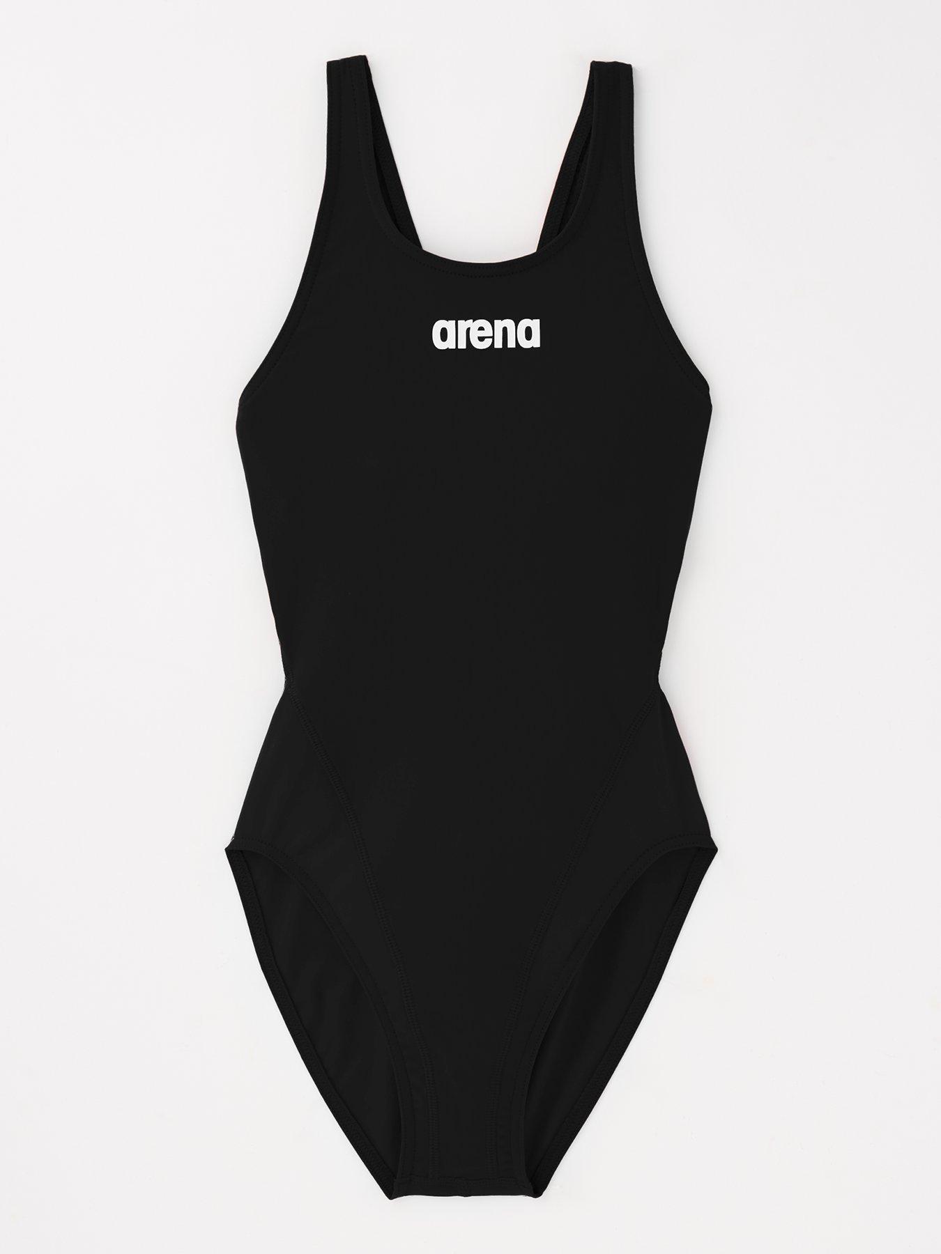 Arena Girls Team Swim Tech Solid Swimsuit- Black