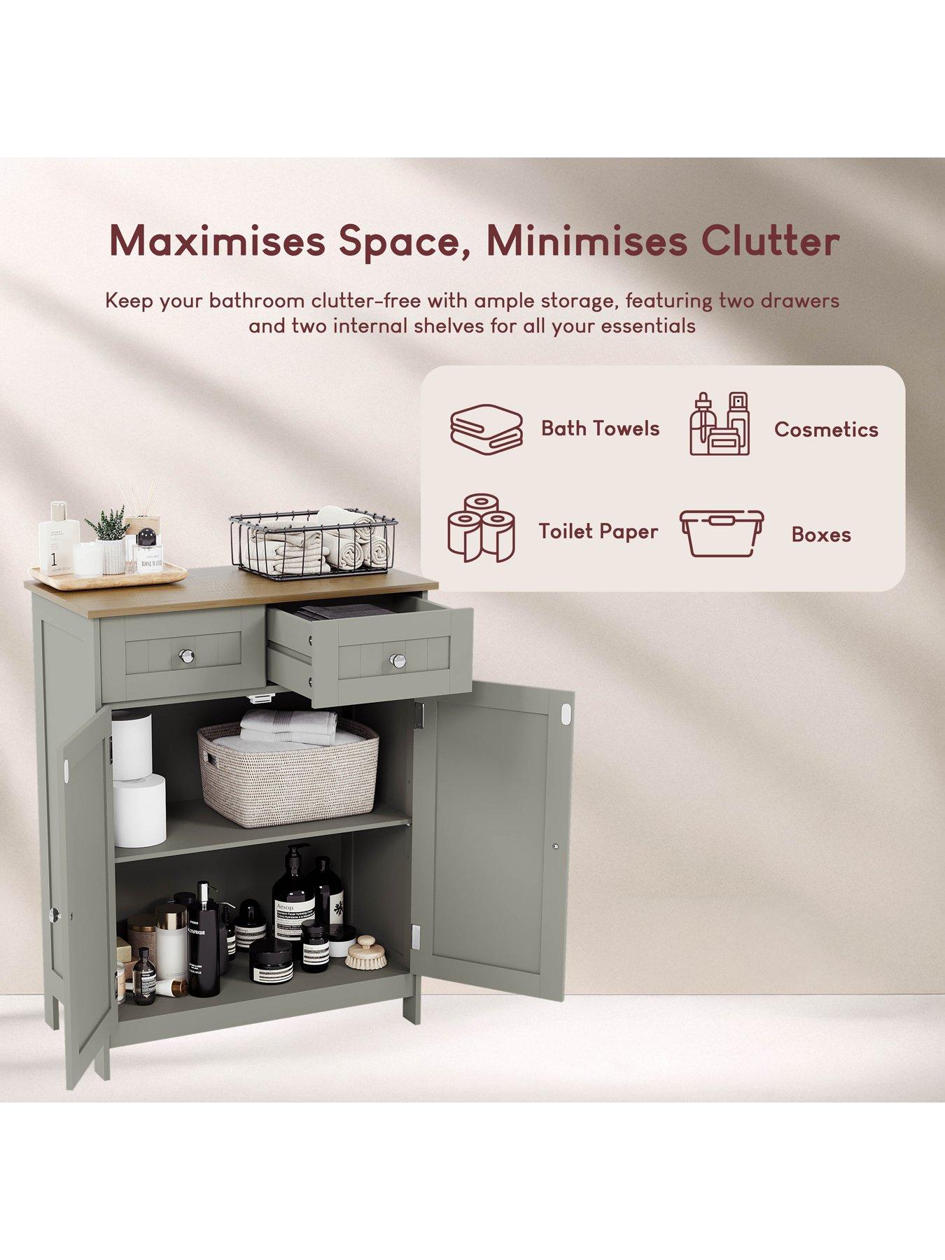 Bath Vida Priano Mobile da Bagno con 2 Cassetti e 2 Ante, Colore: Grigio, Grey 2 Drawer 2 Door Bathroom Cabinet