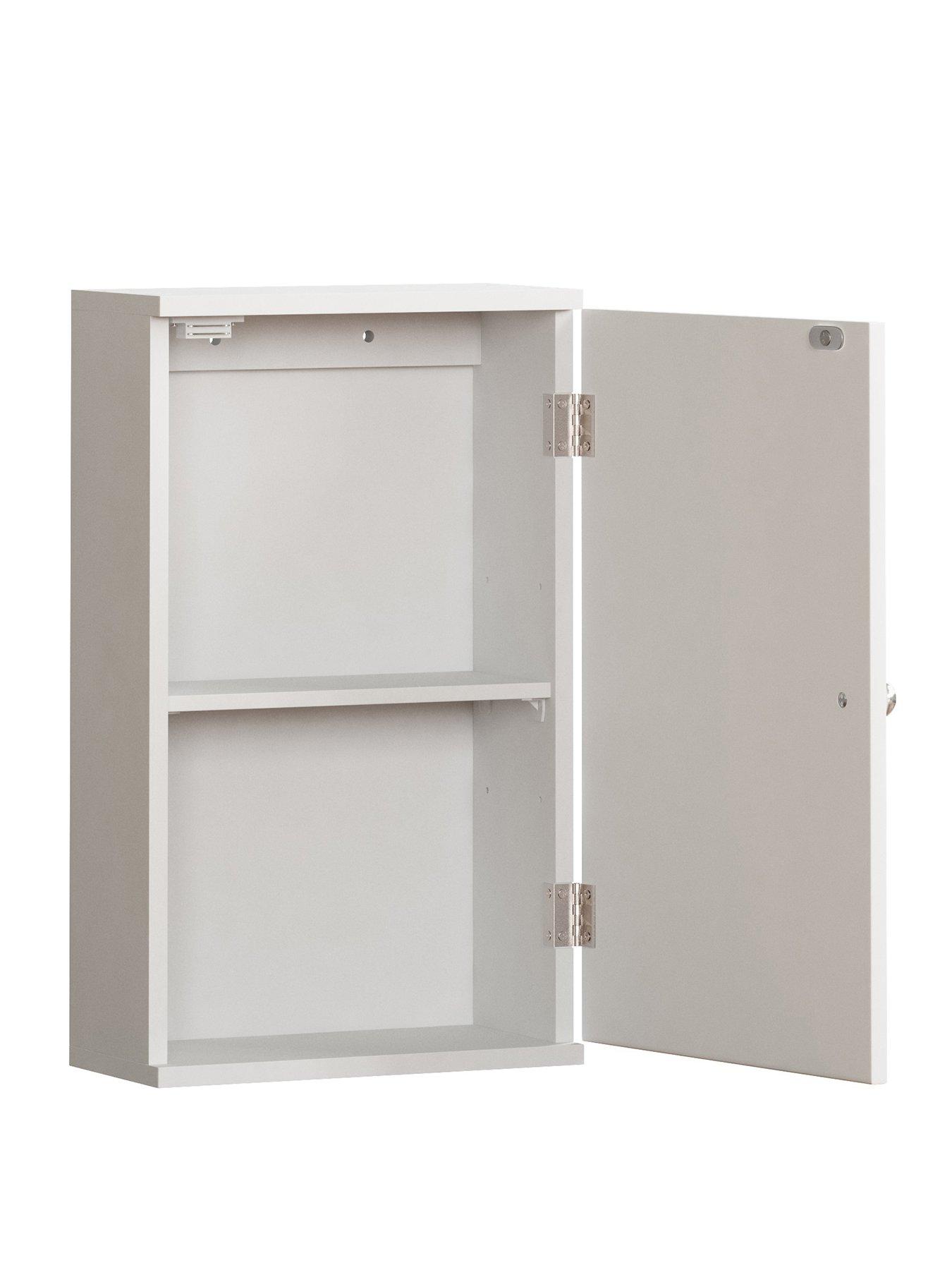 Armadietto Da Bagno A Parete Bath Vida Priano Con Mensola - MDF Grigio, 1 Anta E 2 Ripiani