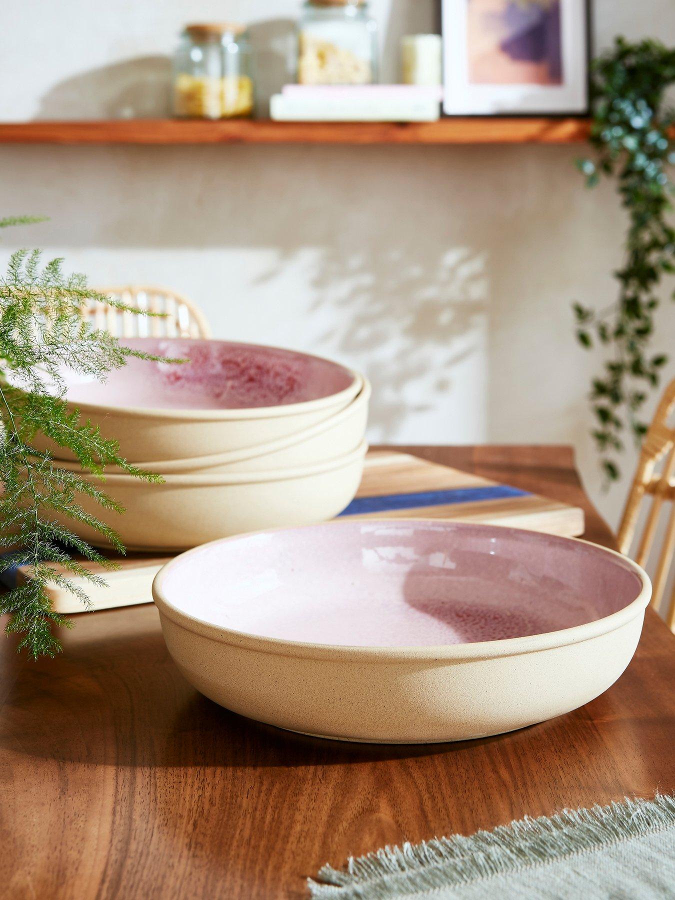 Product photograph of Portmeirion Minerals Collection Ndash Set Of 4 Rose Quartz Pasta Bowls from very.co.uk