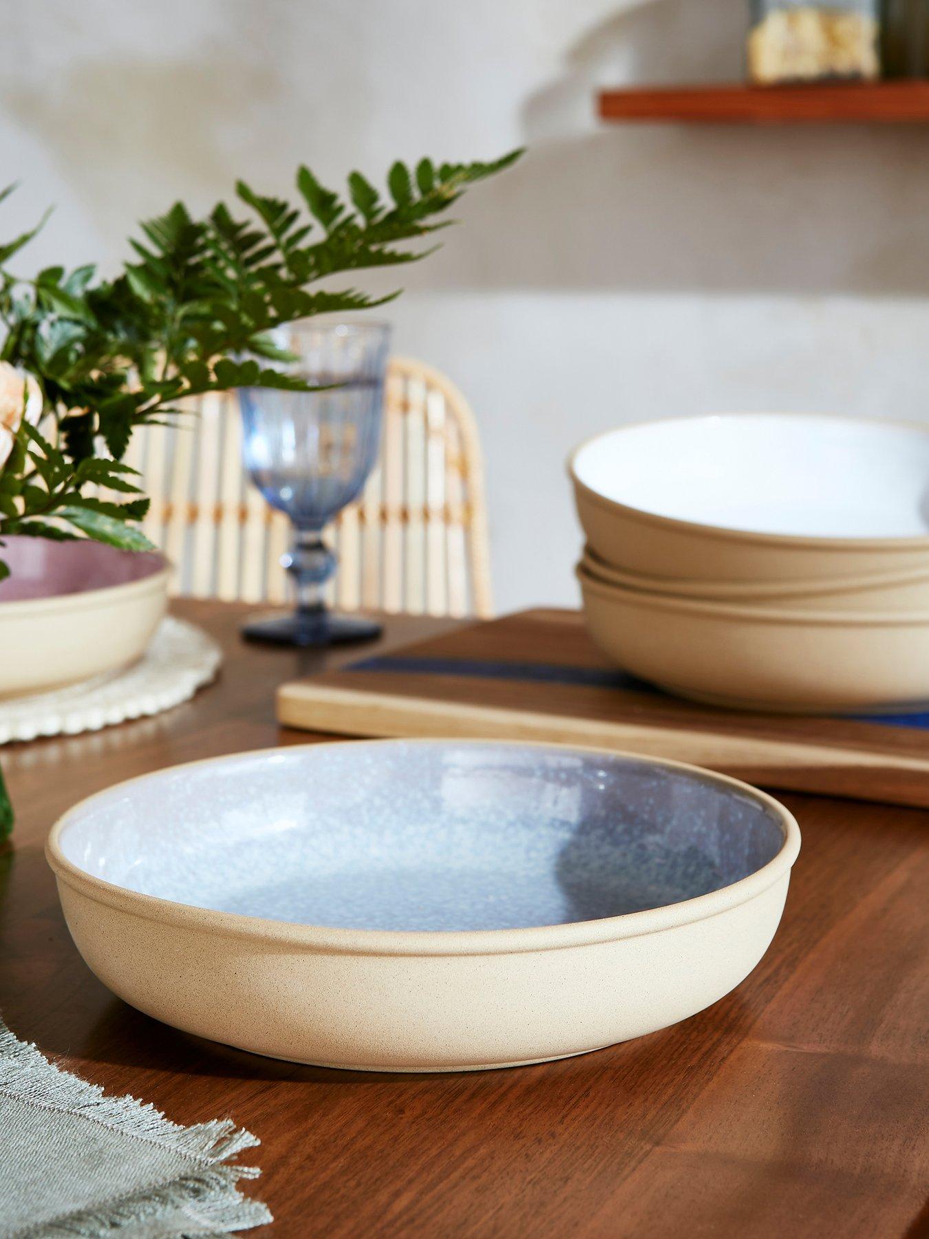 Product photograph of Portmeirion Minerals Collection Ndash Set Of 4 Aquamarine Pasta Bowls from very.co.uk