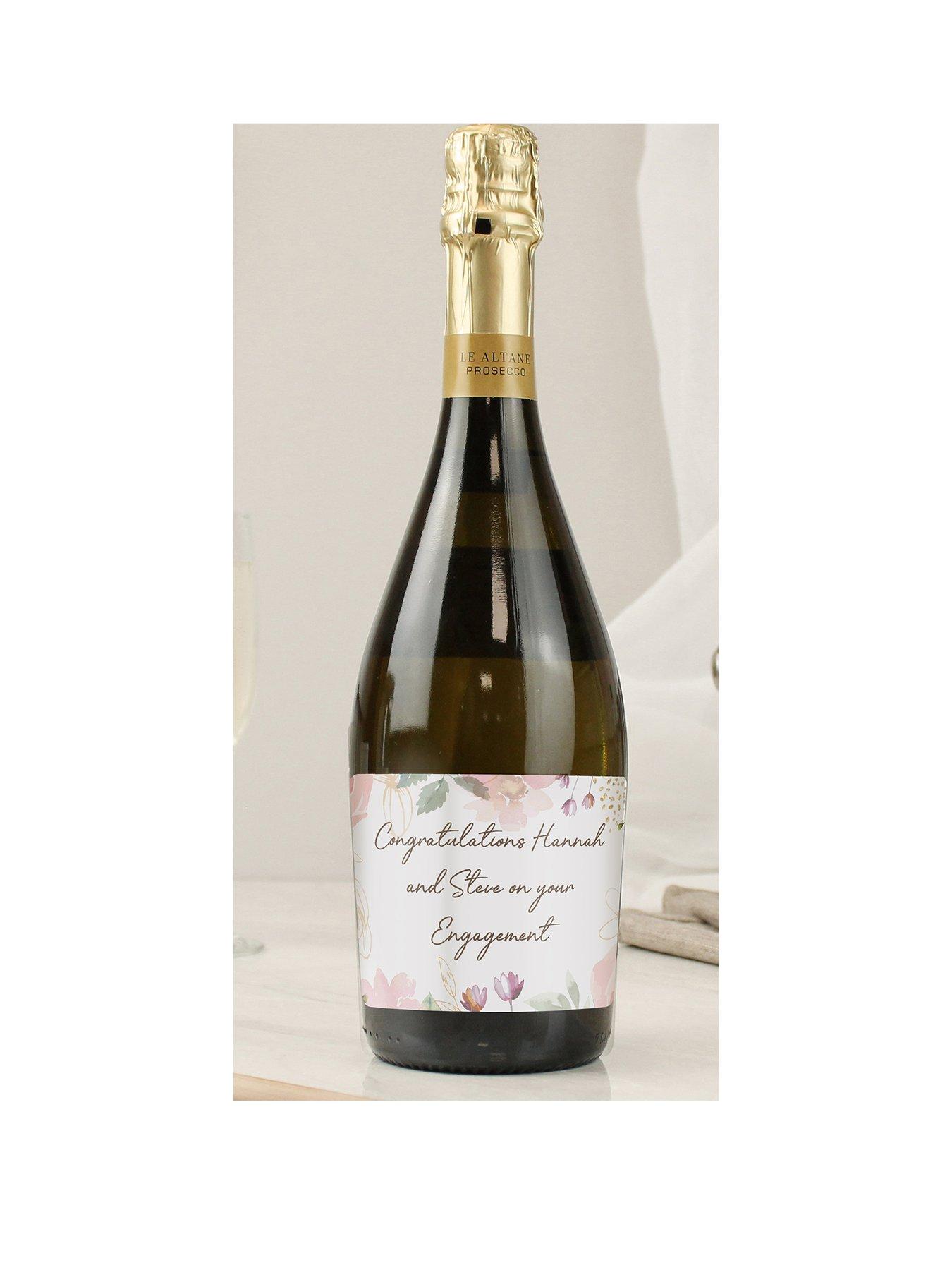 Product photograph of The Personalised Memento Company Personalised Floral Bottle Of Prosecco from very.co.uk