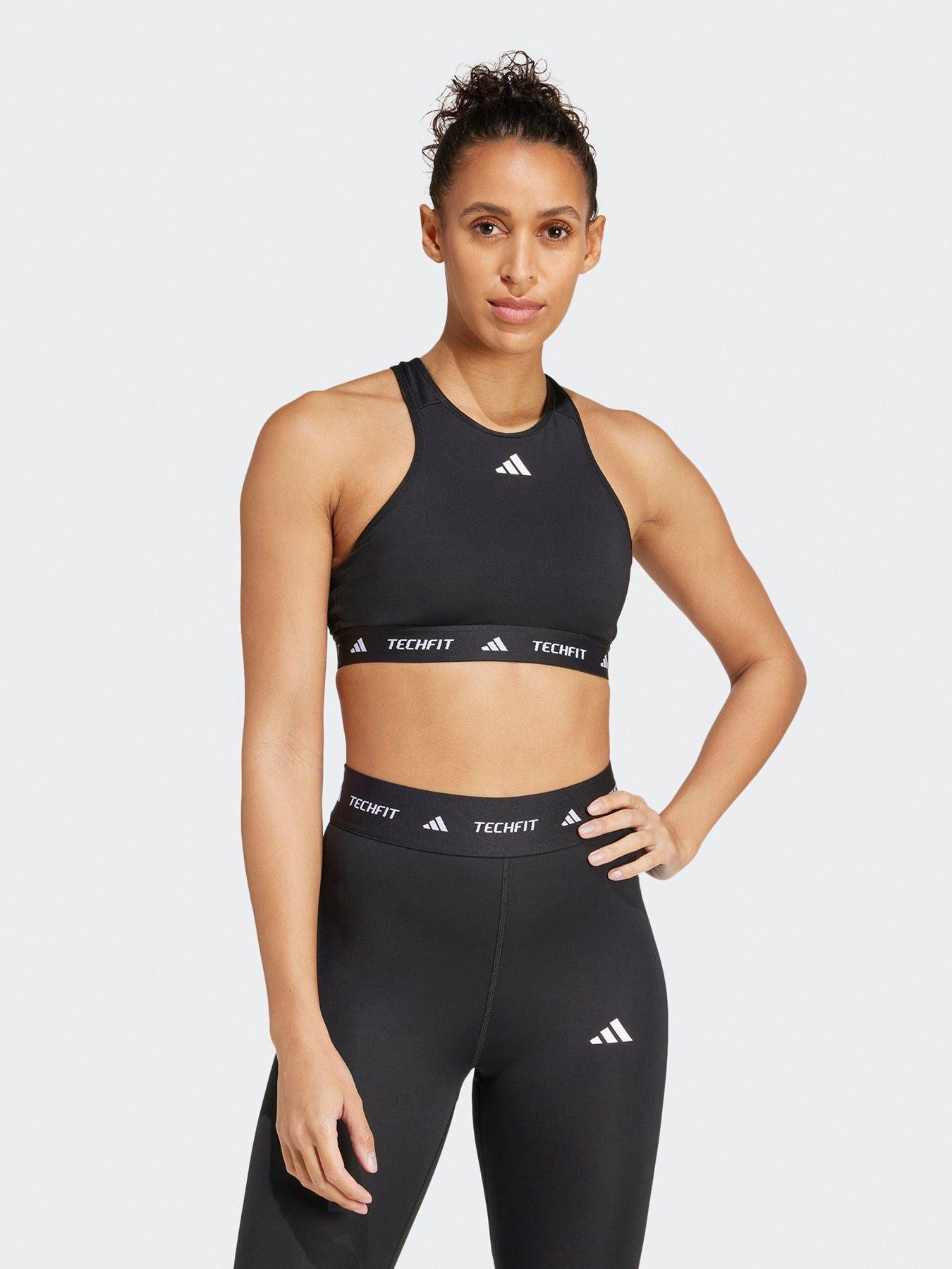 undefined Womens Training Tech Fit Medium Support High Neck Sports Bra - Black