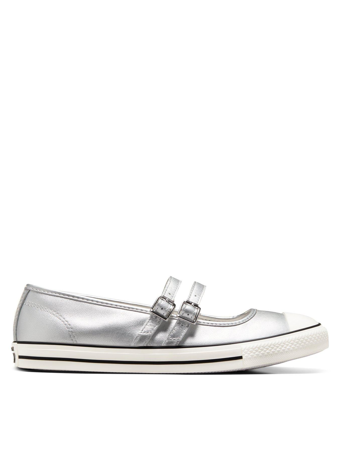 Silver leather converse uk online