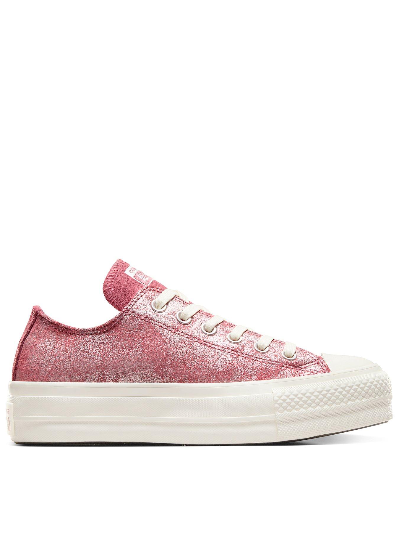 Pink suede converse rose gold best sale