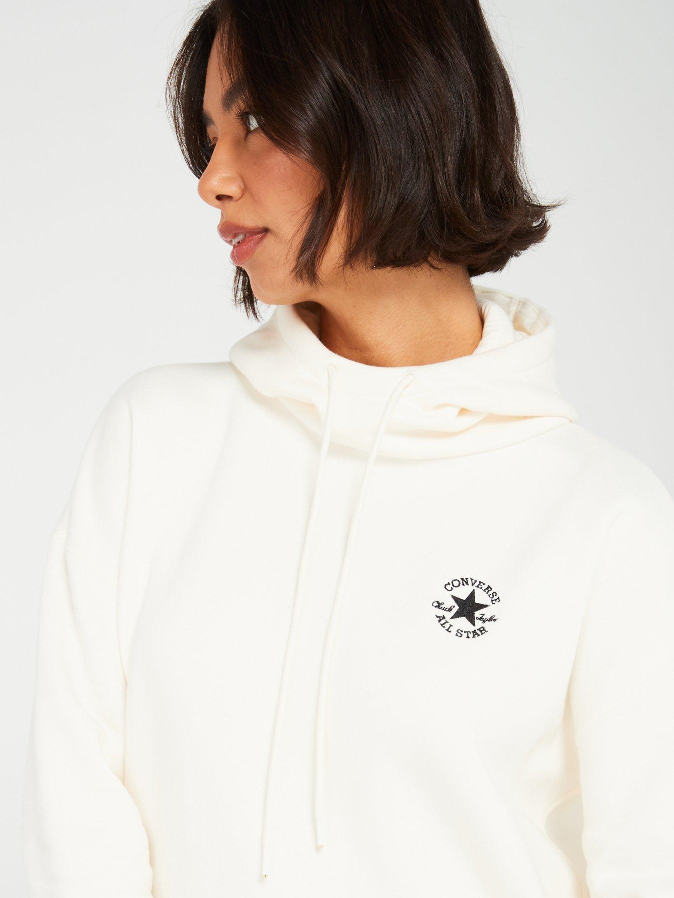 Converse Womens Longline Embroidery Hoodie Dress White Very