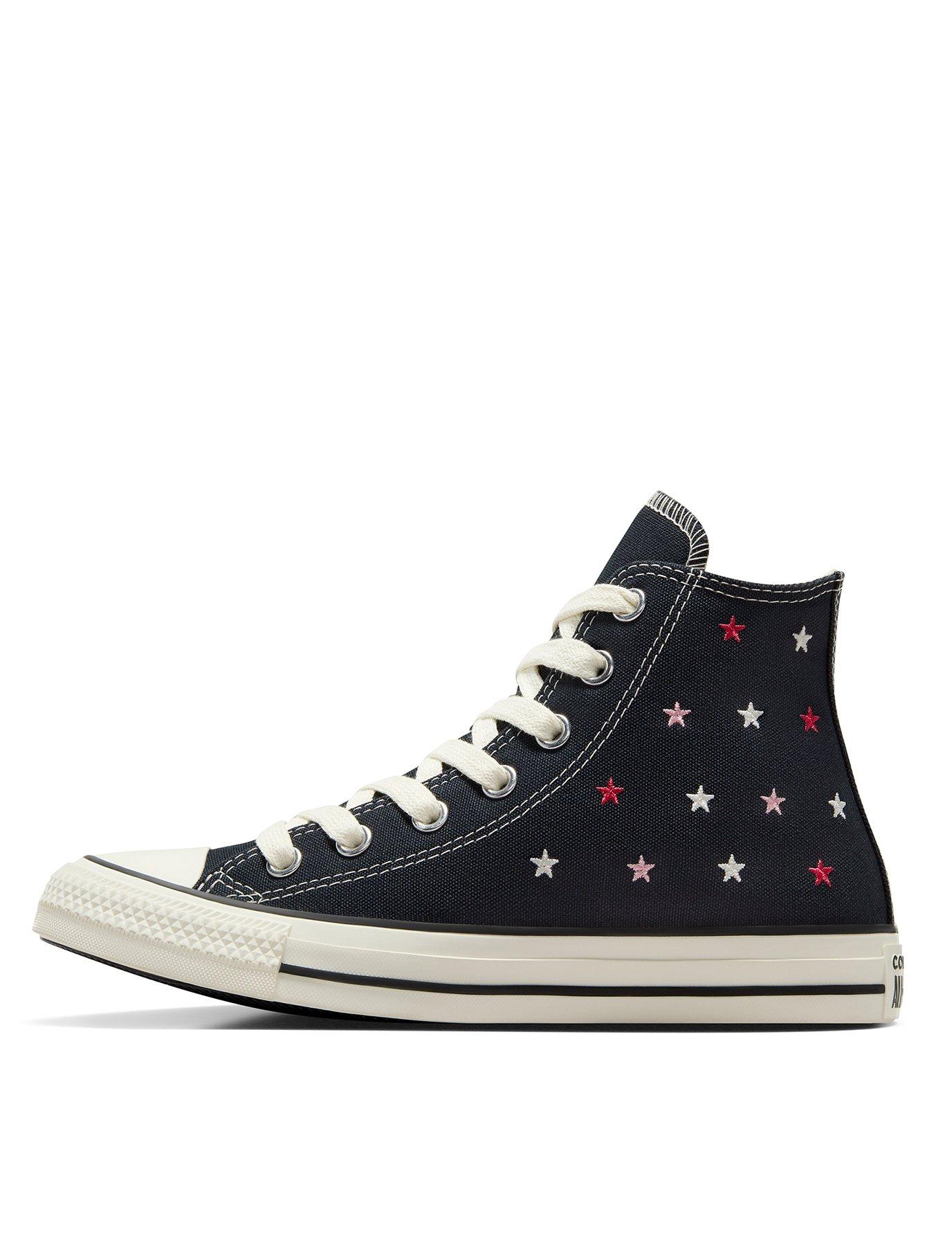 Ladies black converse high tops best sale