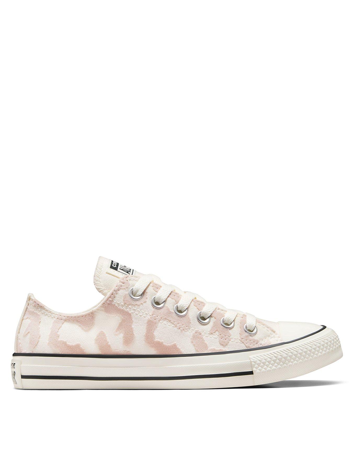 undefined Womens Lavish Leopard Chuck Taylor All Star Ox Low Trainers - Beige