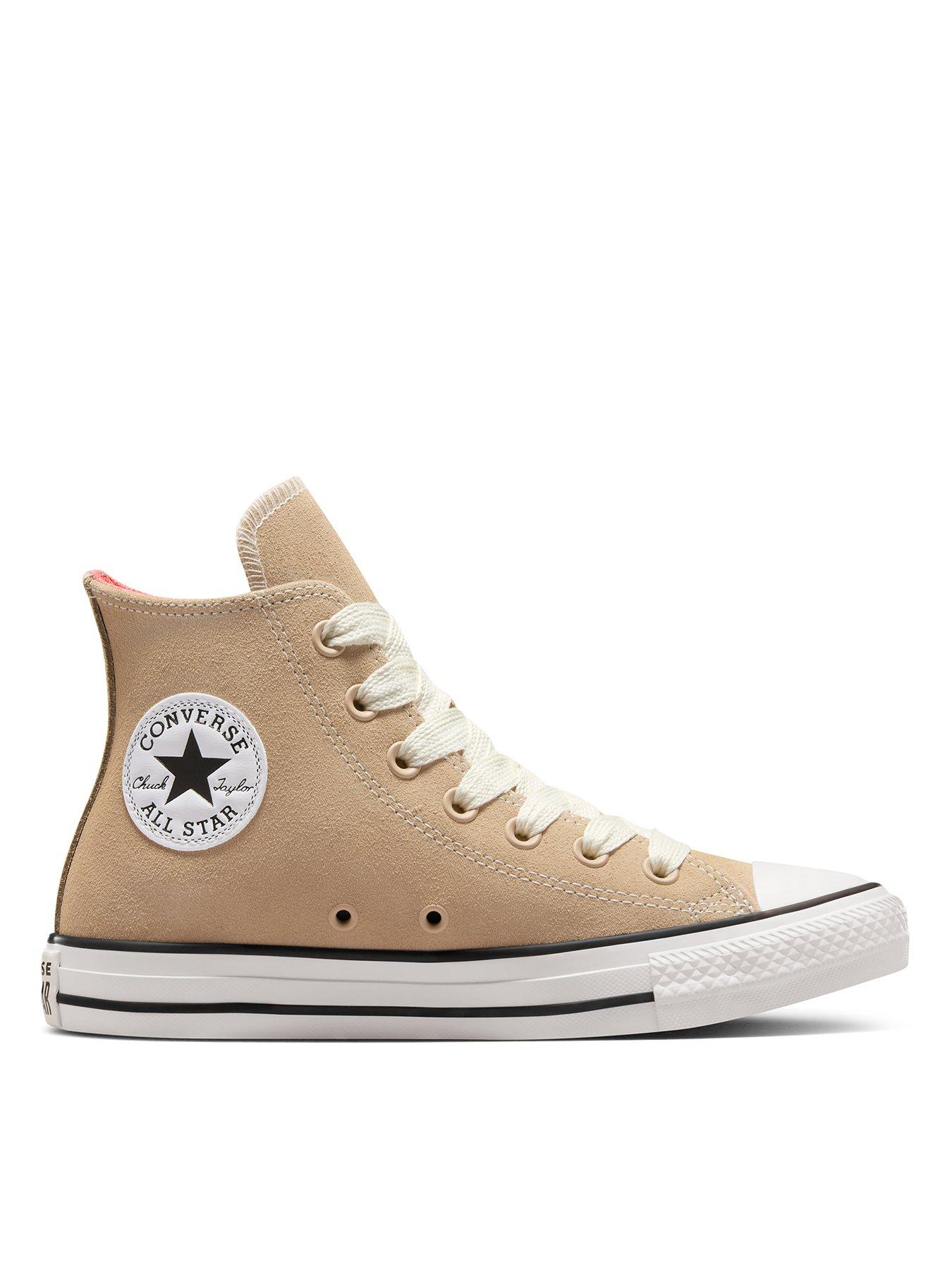 converse womens 90s sports suede hi trainers - beige