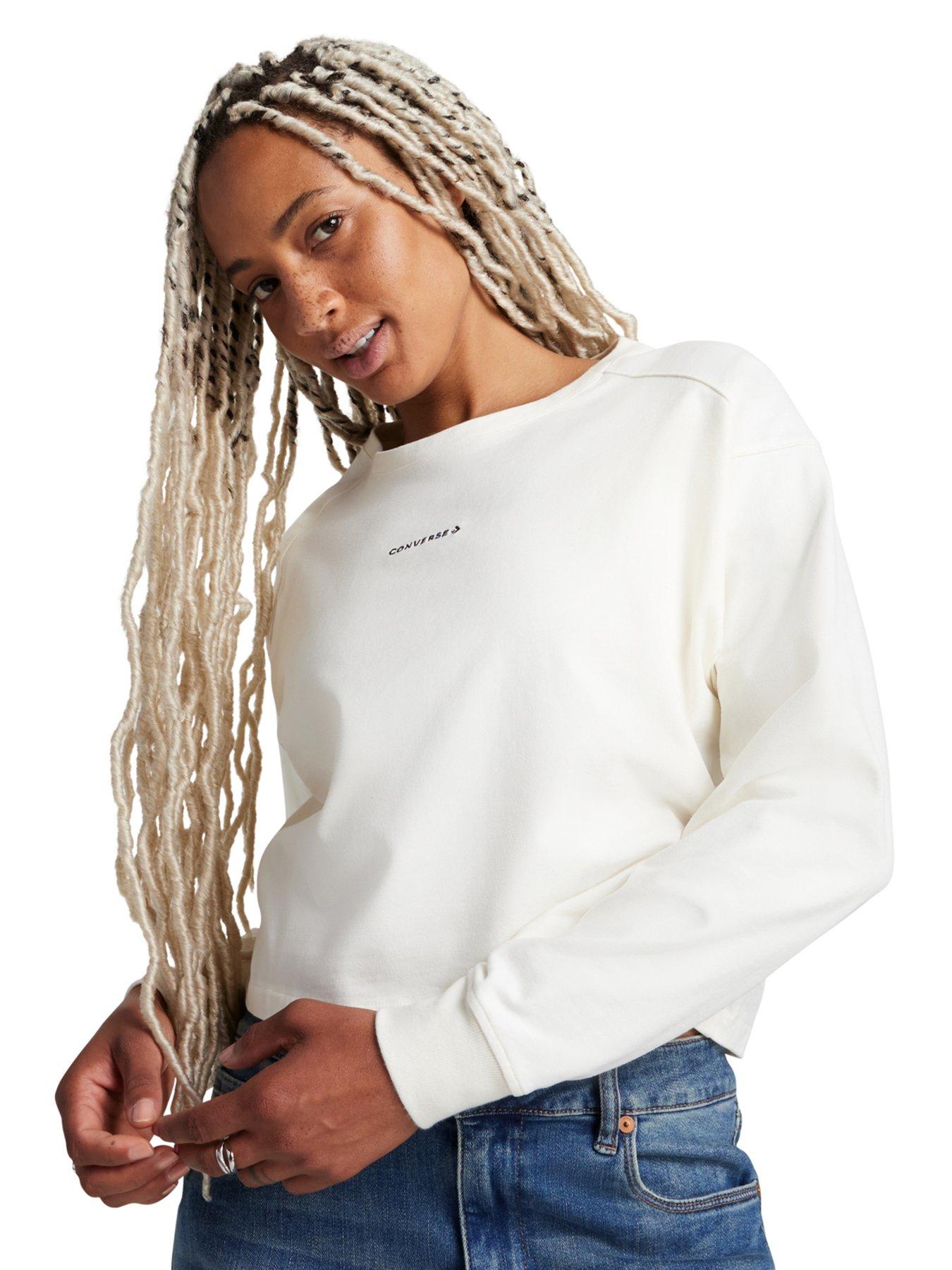 undefined Womens Wordmark Long Sleeve Top - White