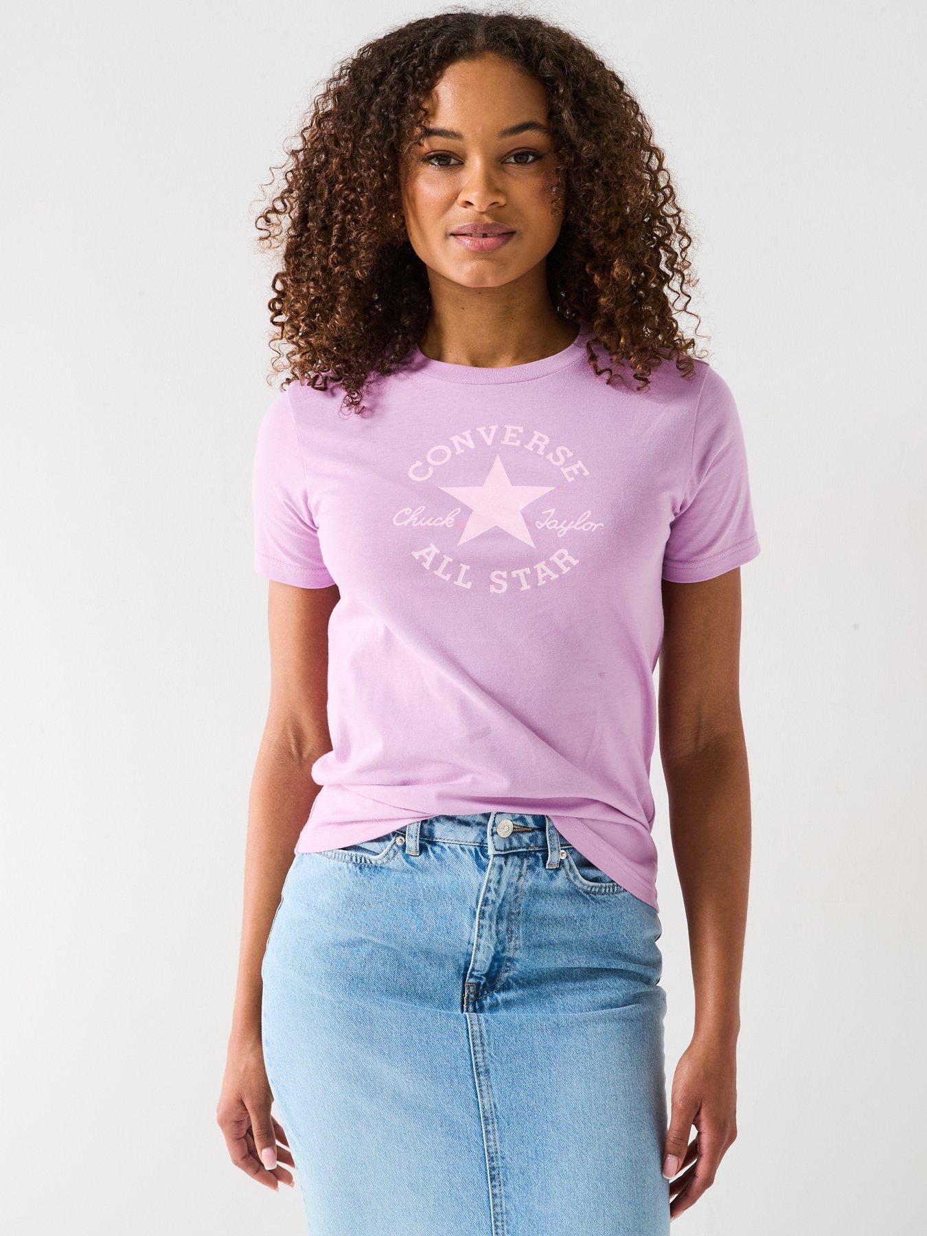 undefined Womens Chuck Patch Glitter Tee - Purple