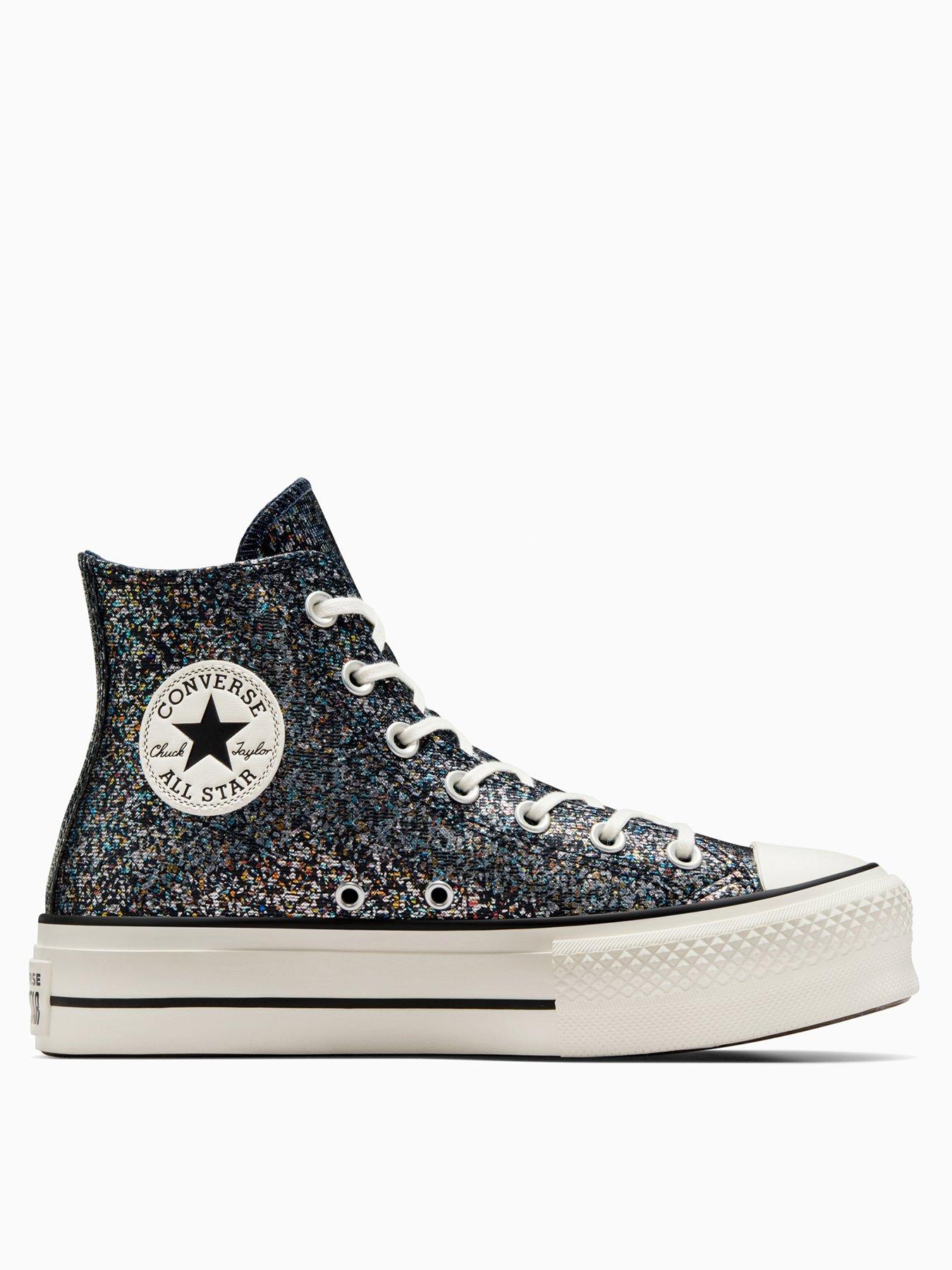 Converse Womens Shinefetti Chuck Taylor All Star Lift Trainers, Into The Void/Egret/Black, Size 8, Women