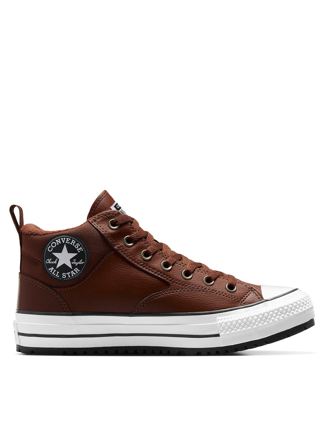 Mens brown leather converse high tops best sale