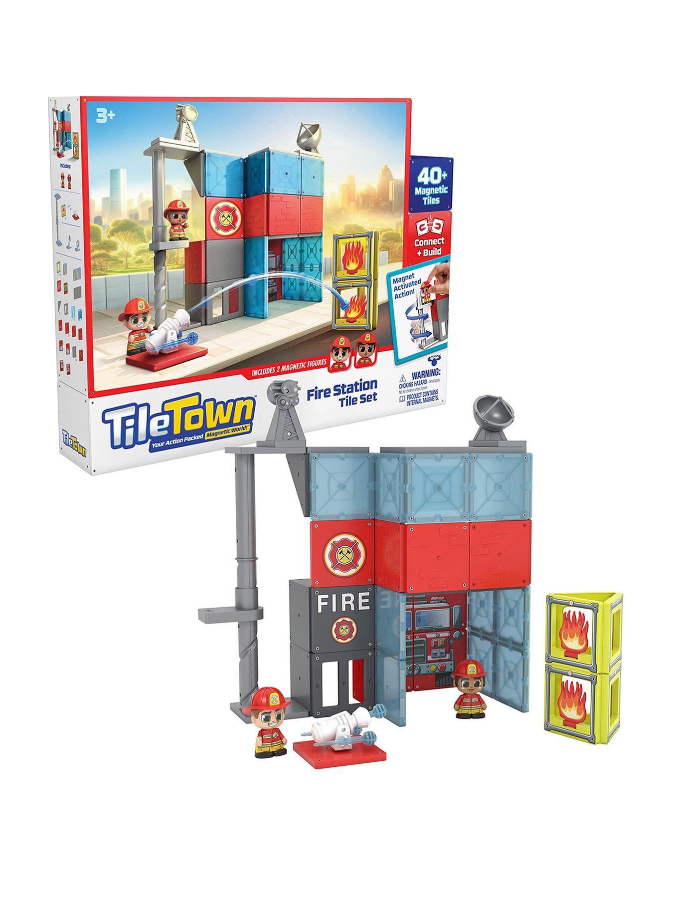 Tile Town Fire Station Magnetic Tiles Playset