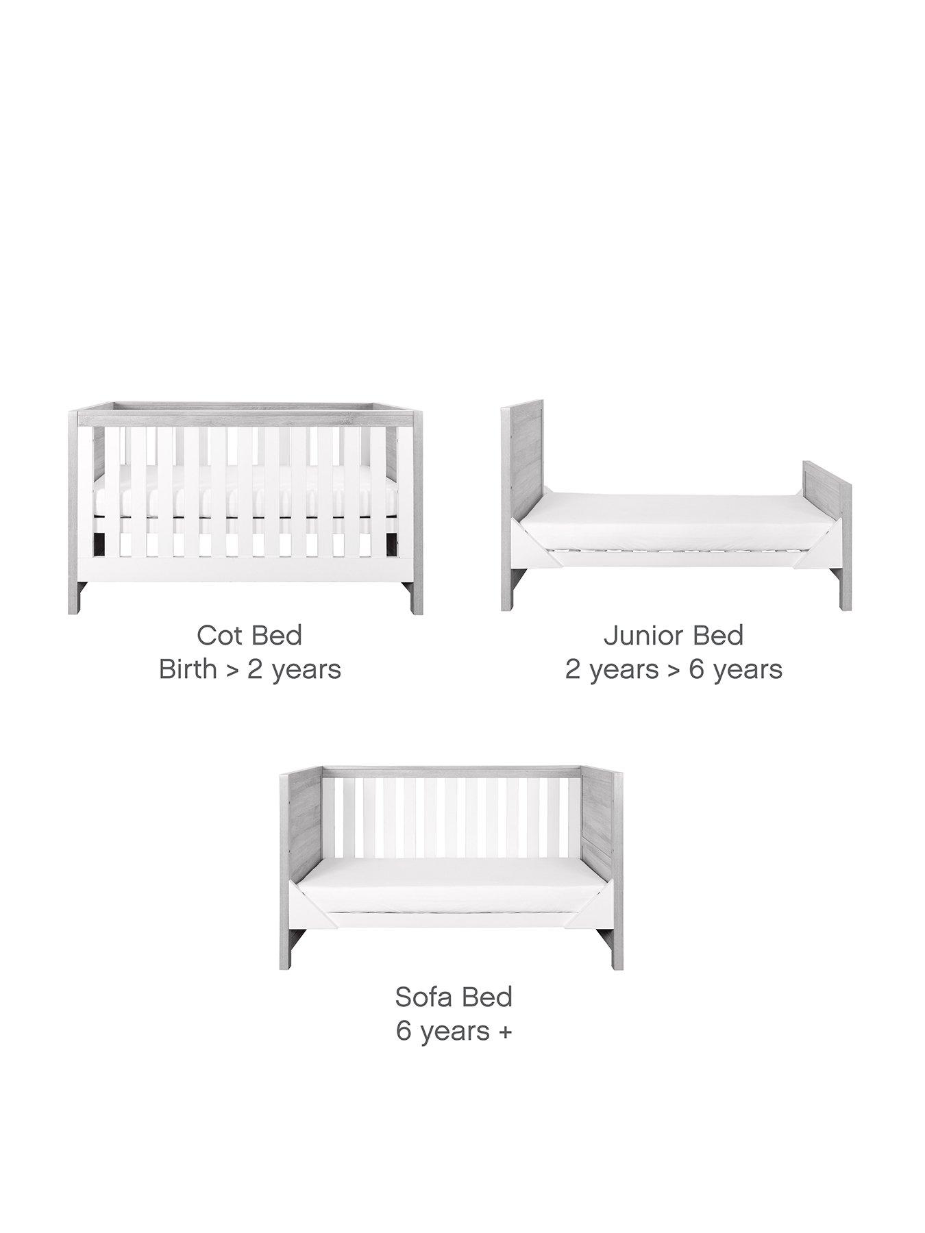 Image 3 of 7 of Tutti Bambini Modena 4 Piece Furniture Set (Cot Bed, Sprung Mattress, Chest Changer, Wardrobe) Grey Ash/White