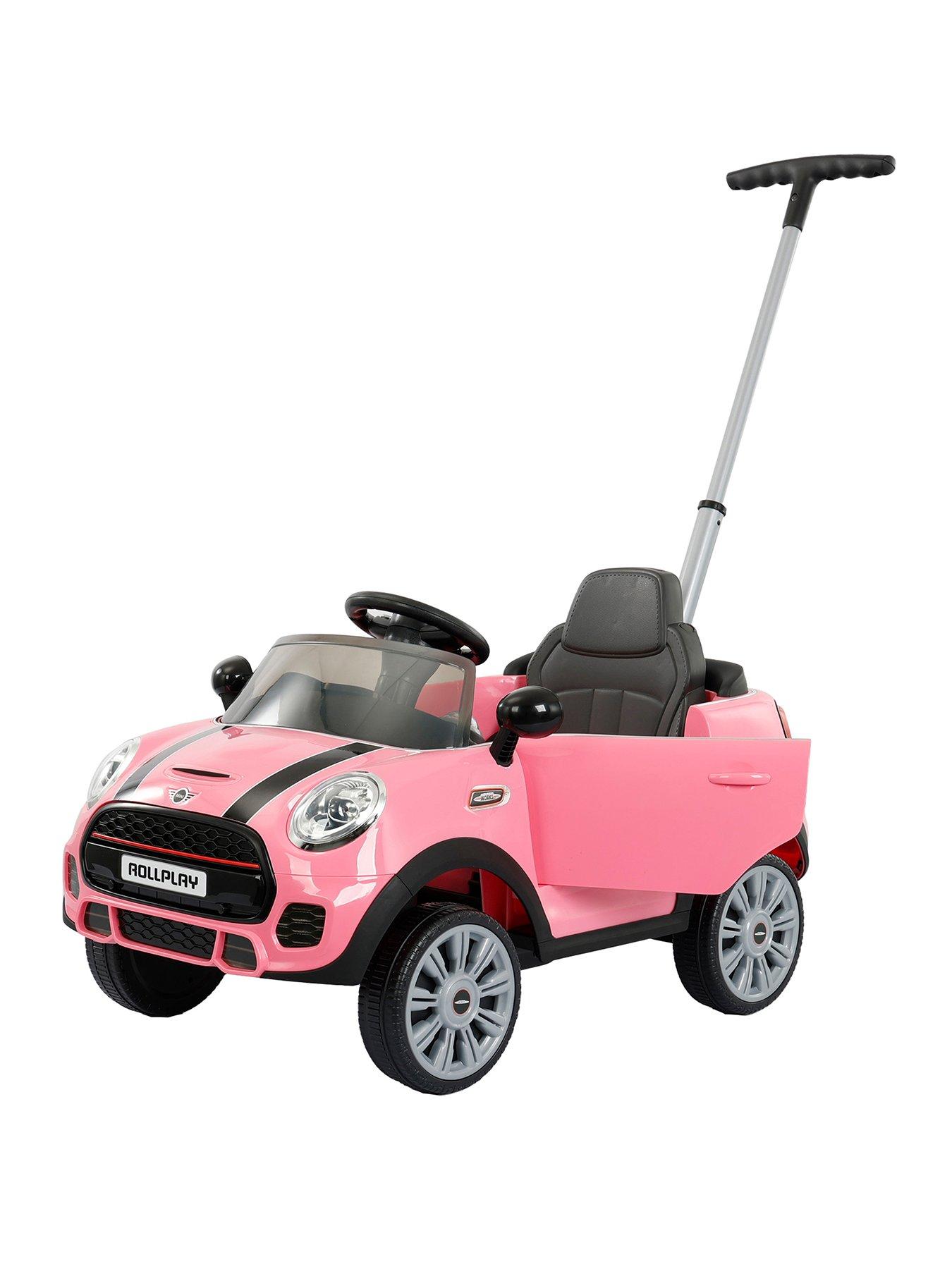 Mini Cooper Play Push Car with Parental Handle - Pink