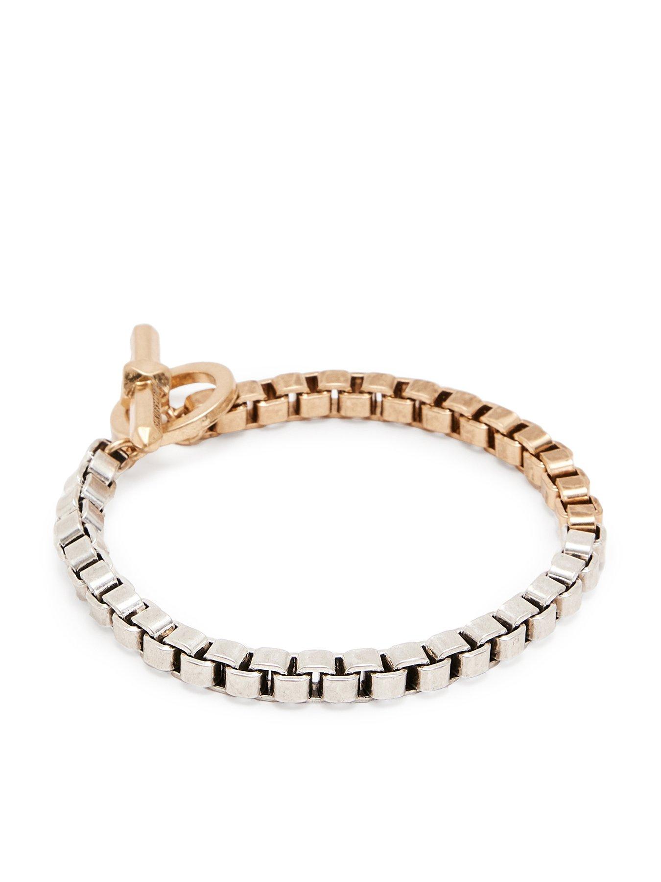 Product photograph of Allsaints Box Chain Toggle Bracelet - Gold from very.co.uk