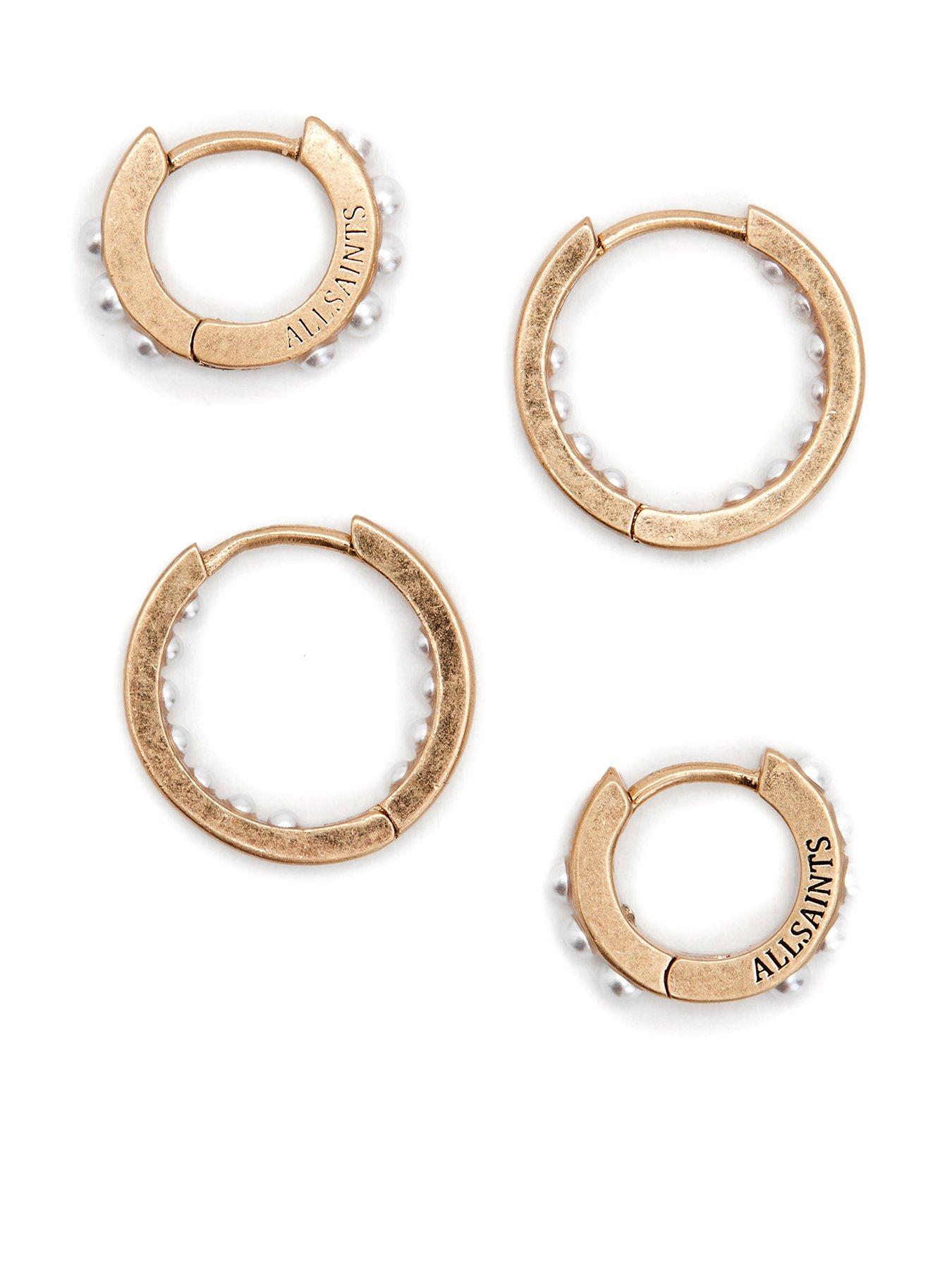 AllSaints Pearl Huggie Set - Gold