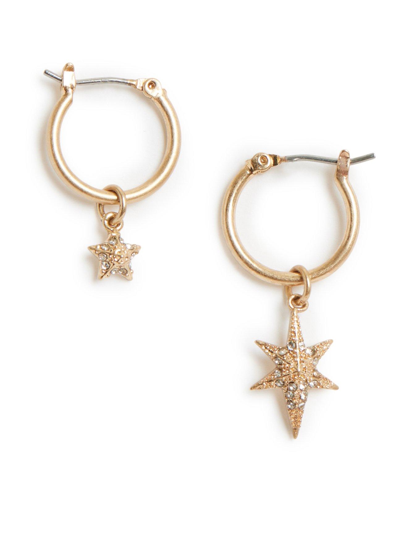 Product photograph of Allsaints Star Huggie Earrings - Gold from very.co.uk