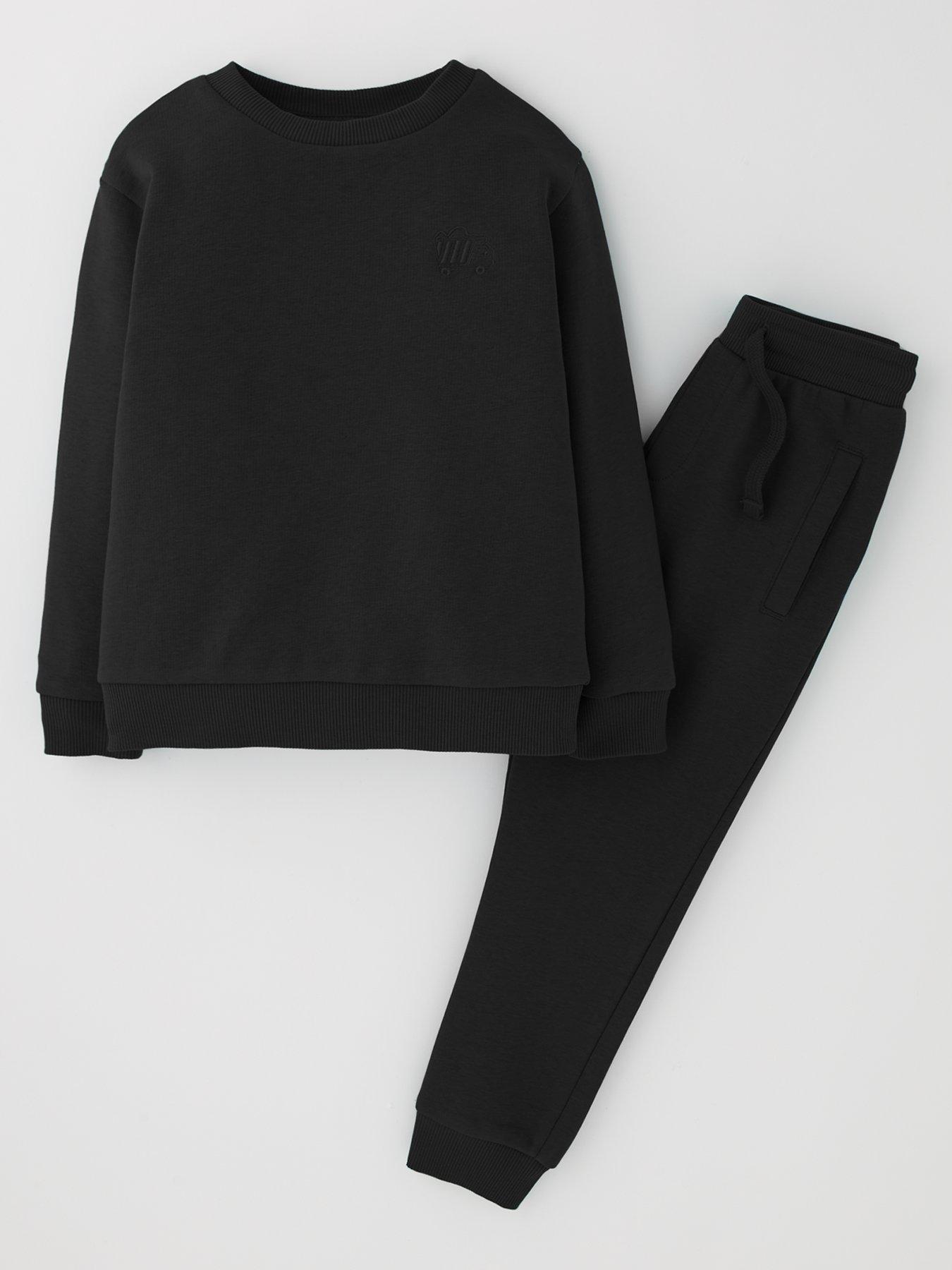 undefined Boys Black Sweat Top And Jog Set